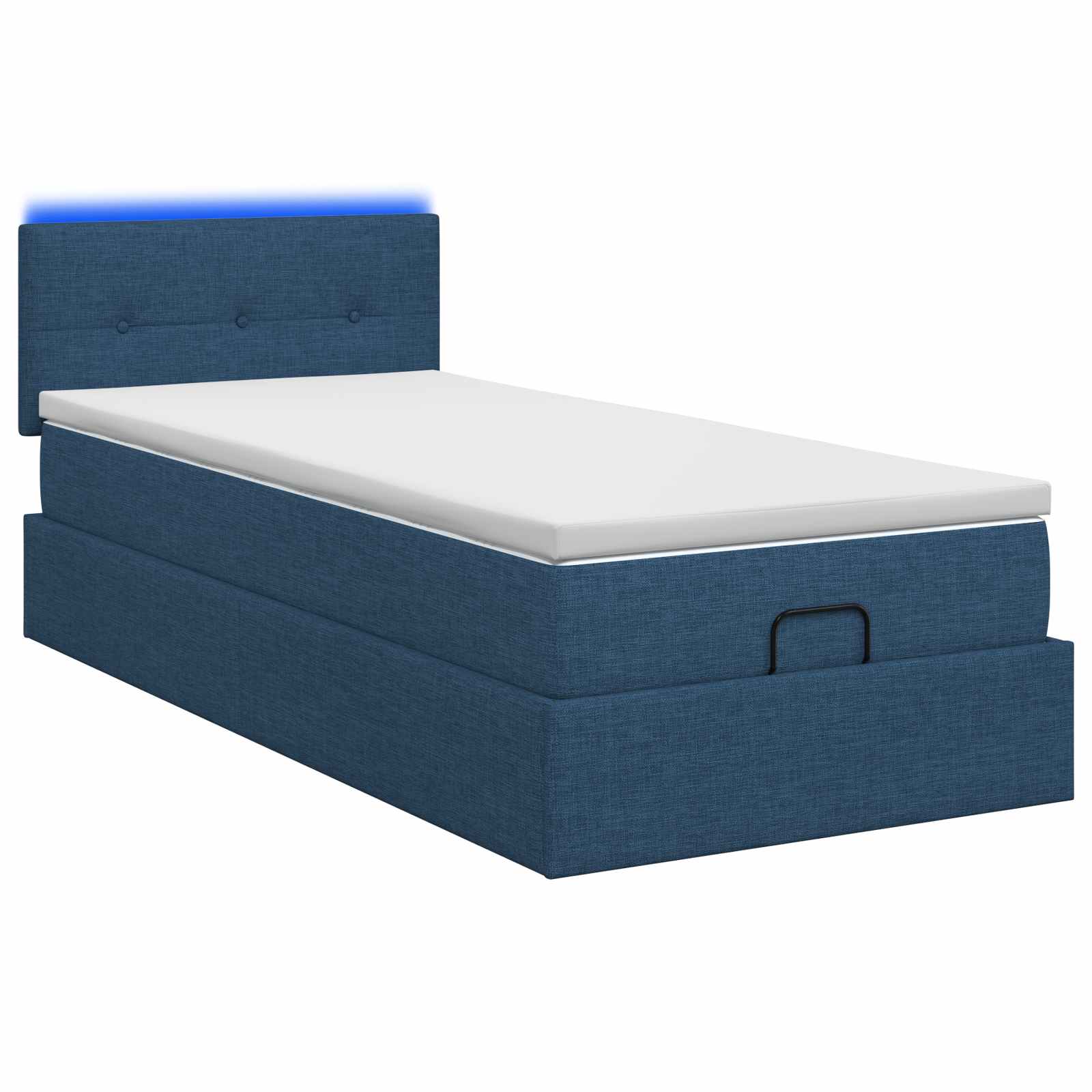 Ottoman Bed met Matrassen en LED Blauw 90 x 190 cm Stof is nu te koop bij PeponiXL, paradijselijk wonen!