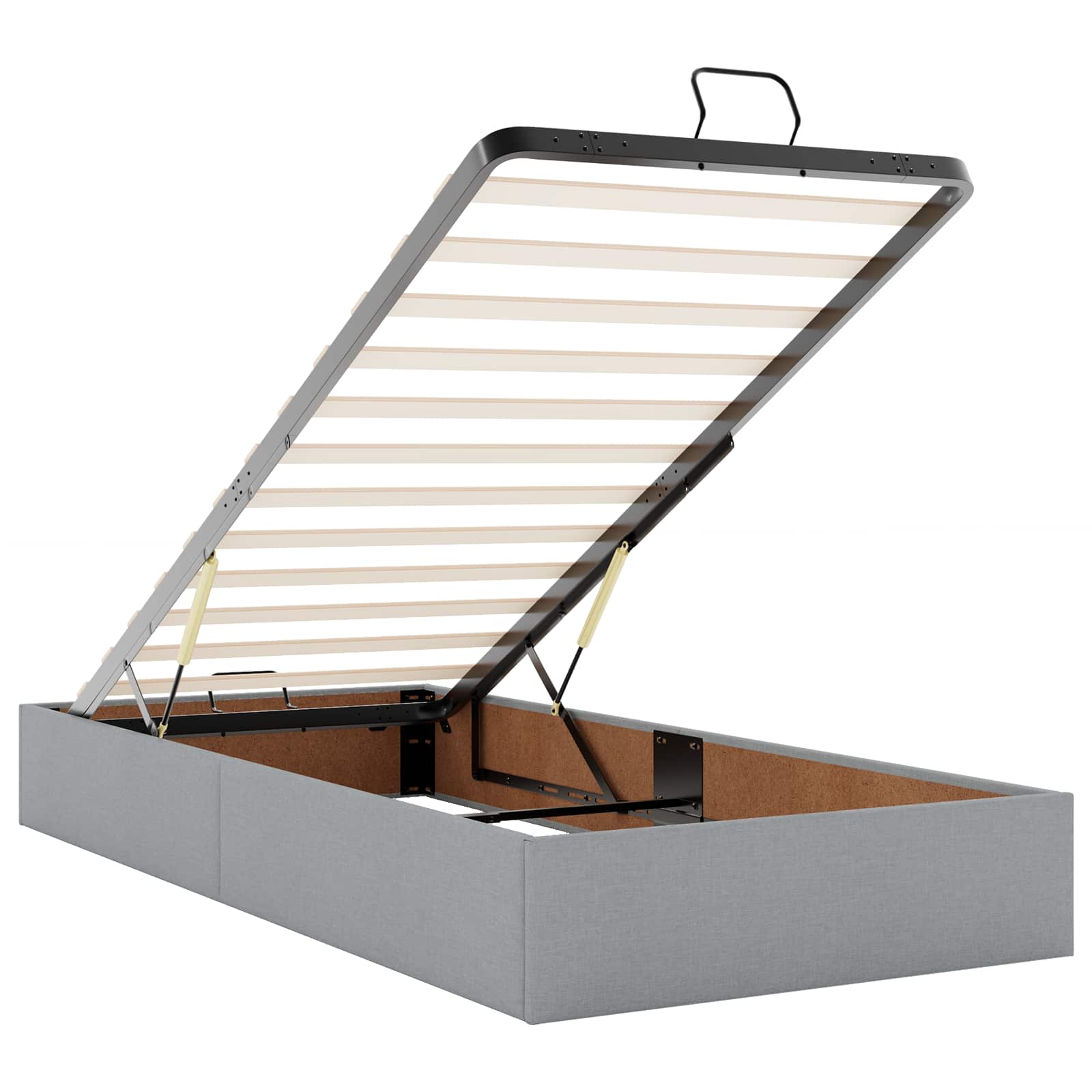 Ottoman Bed met Matrassen en LED Lichtgrijs 90 x 200 cm Stof is nu te koop bij PeponiXL, paradijselijk wonen!