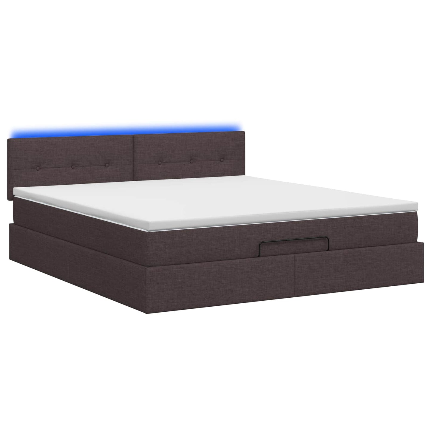 Ottoman Bed met Matrassen en LED Donkerbruin 180 x 200 cm Stof is nu te koop bij PeponiXL, paradijselijk wonen!