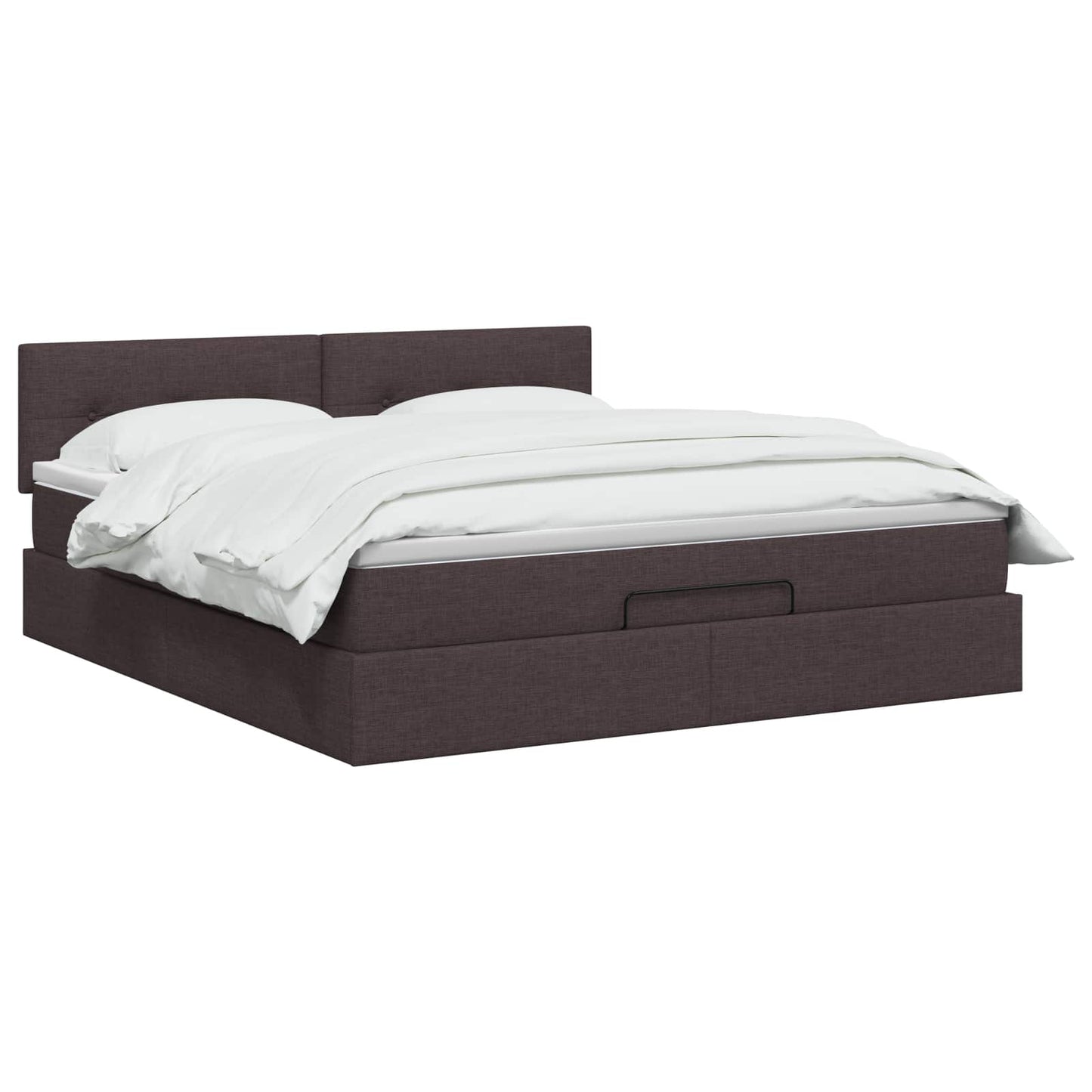 Ottoman Bed met Matrassen en LED Donkerbruin 180 x 200 cm Stof is nu te koop bij PeponiXL, paradijselijk wonen!