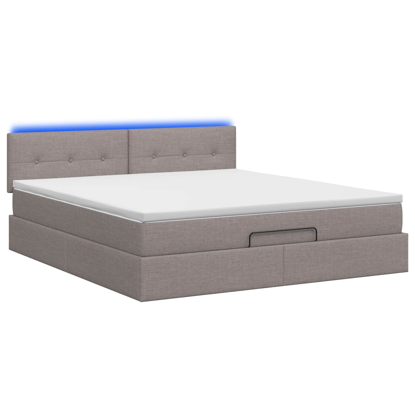 Ottoman Bed met Matrassen en LED Taupe 180 x 200 cm Stof is nu te koop bij PeponiXL, paradijselijk wonen!