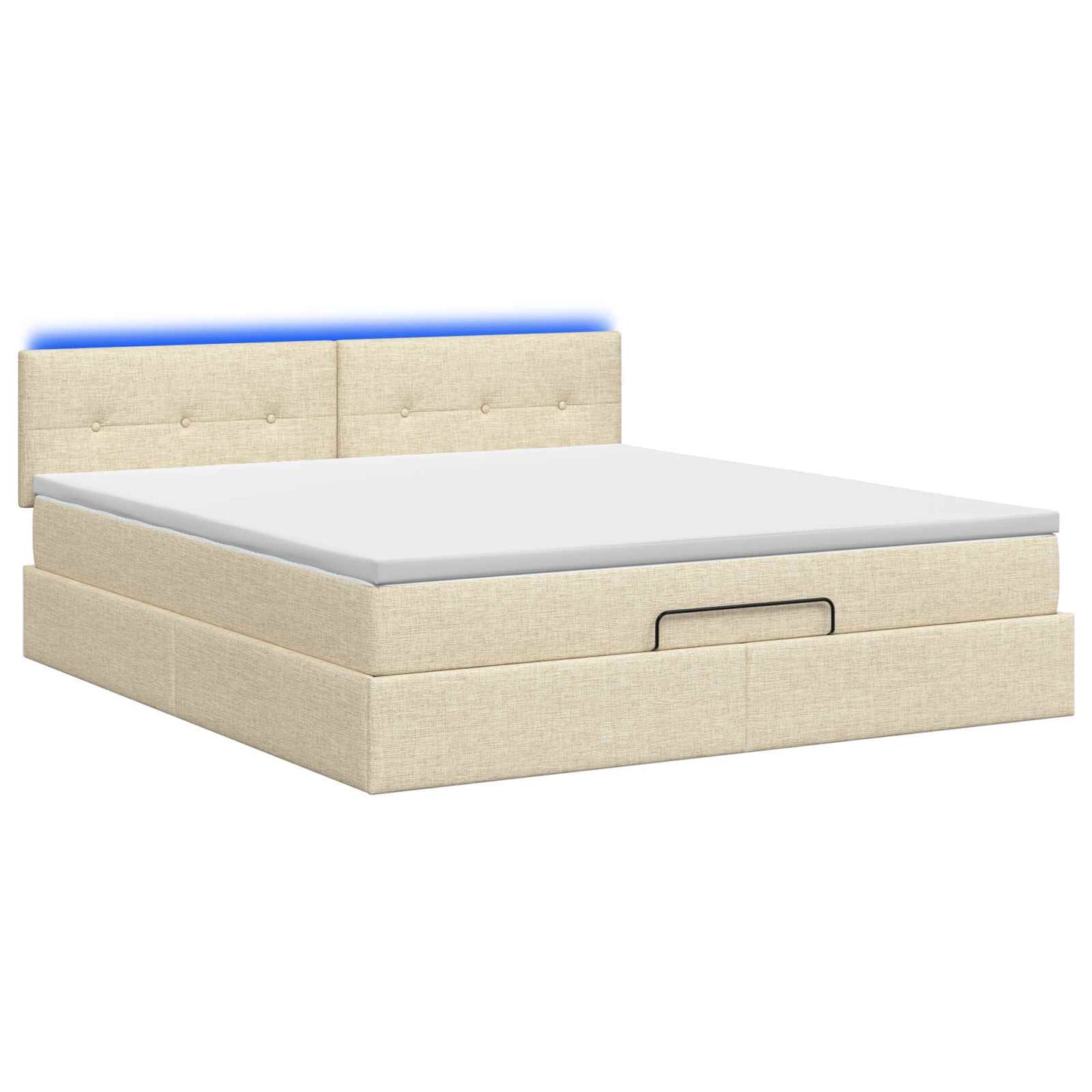 Ottoman Bed met Matrassen en LED Crèmekleurig 180 x 200 cm Stof is nu te koop bij PeponiXL, paradijselijk wonen!