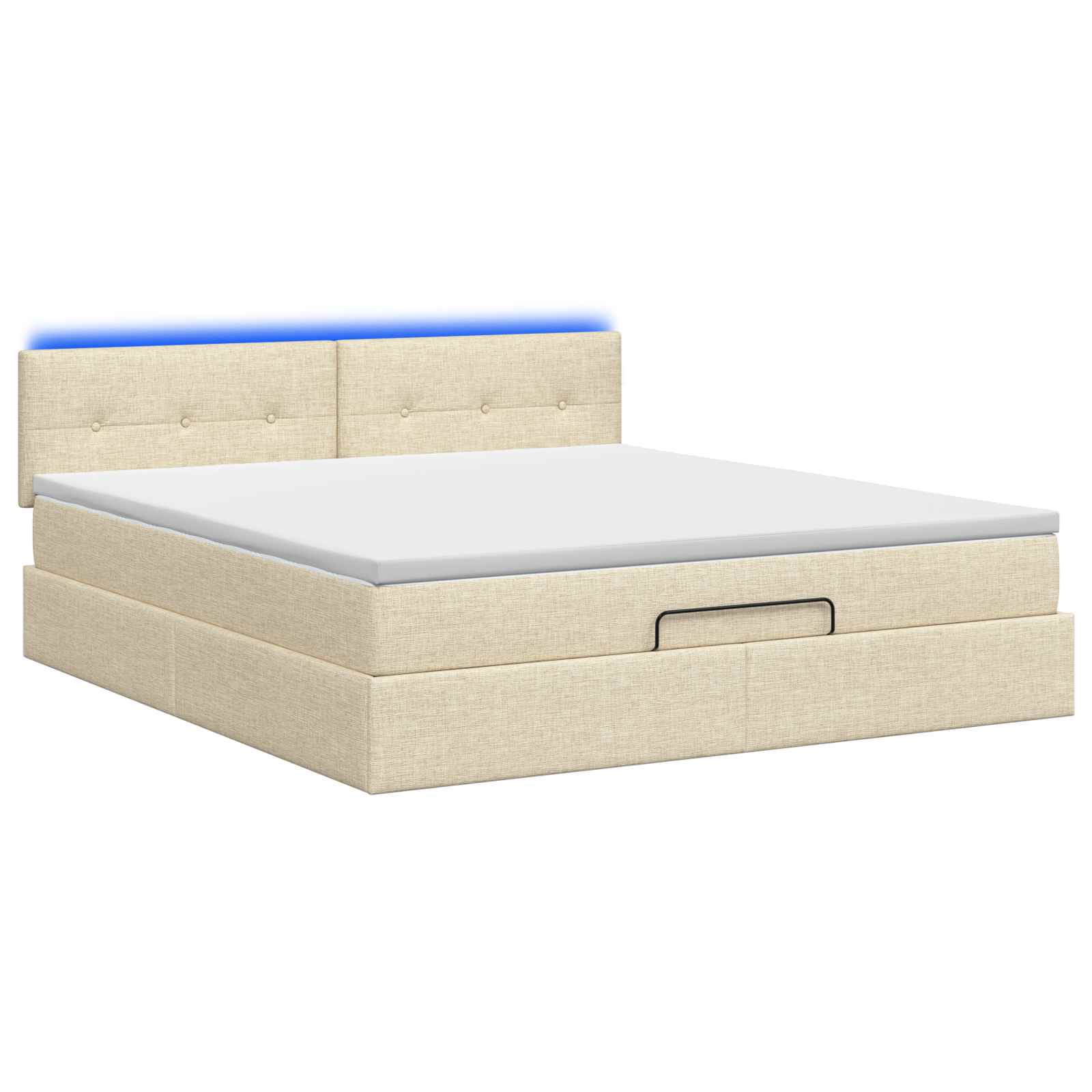 Ottoman Bed met Matrassen en LED Crèmekleurig 180 x 200 cm Stof is nu te koop bij PeponiXL, paradijselijk wonen!