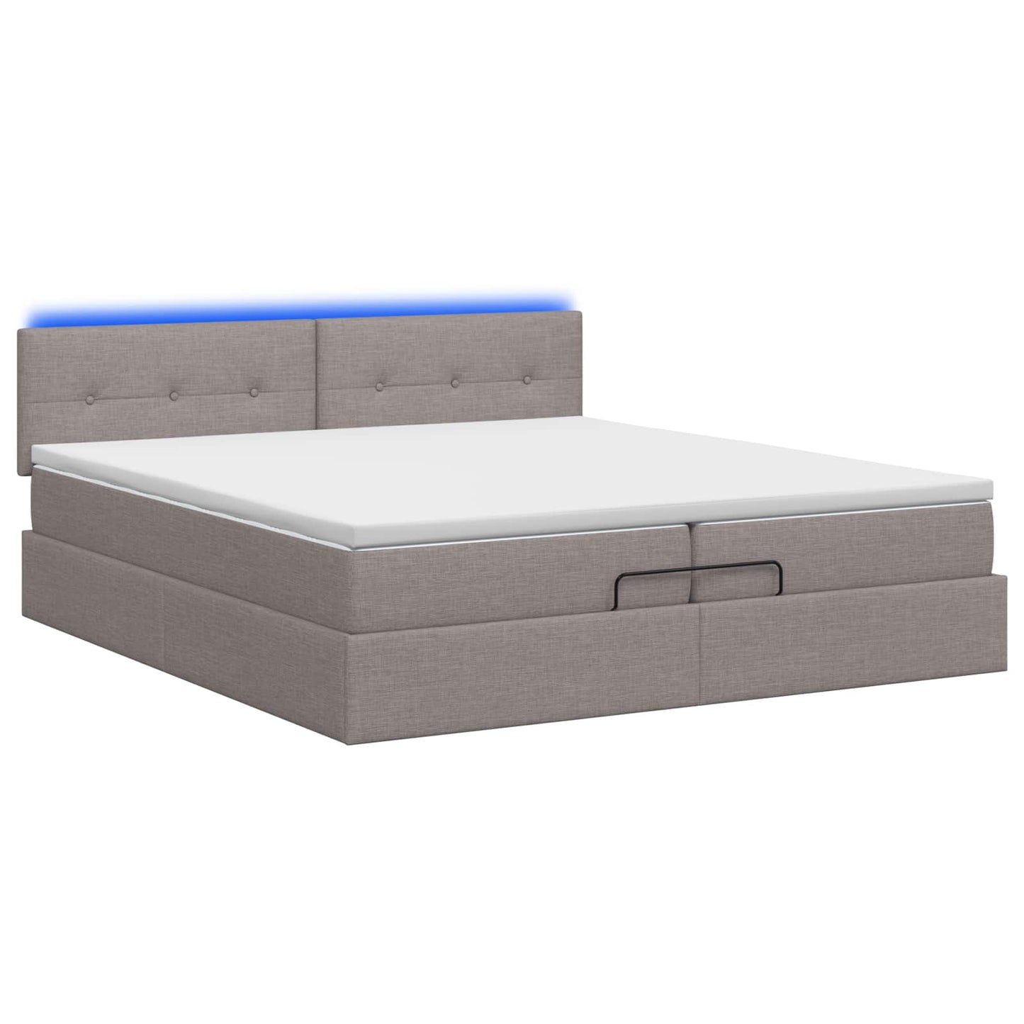 Ottoman Bed met Matrassen en LED Taupe 200 x 200 cm Stof is nu te koop bij PeponiXL, paradijselijk wonen!