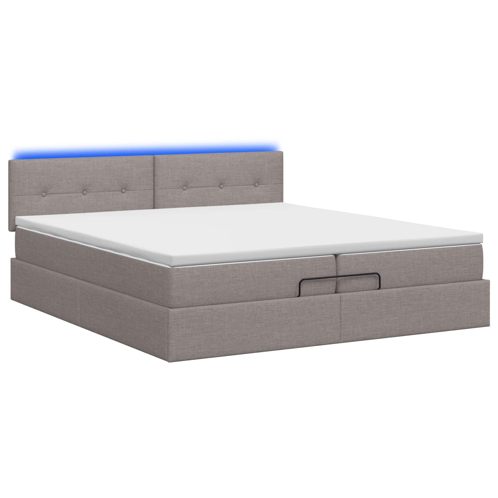 Ottoman Bed met Matrassen en LED Taupe 200 x 200 cm Stof is nu te koop bij PeponiXL, paradijselijk wonen!