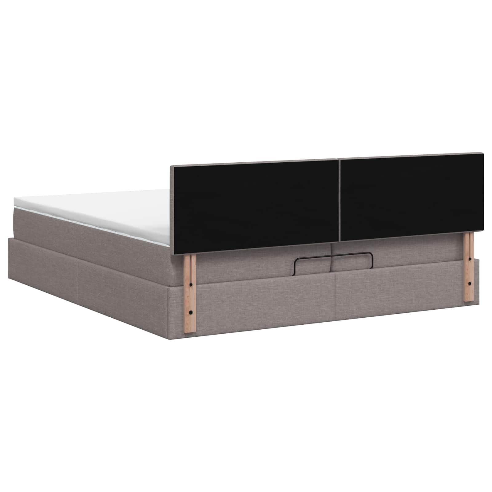 Ottoman Bed met Matrassen en LED Taupe 200 x 200 cm Stof is nu te koop bij PeponiXL, paradijselijk wonen!