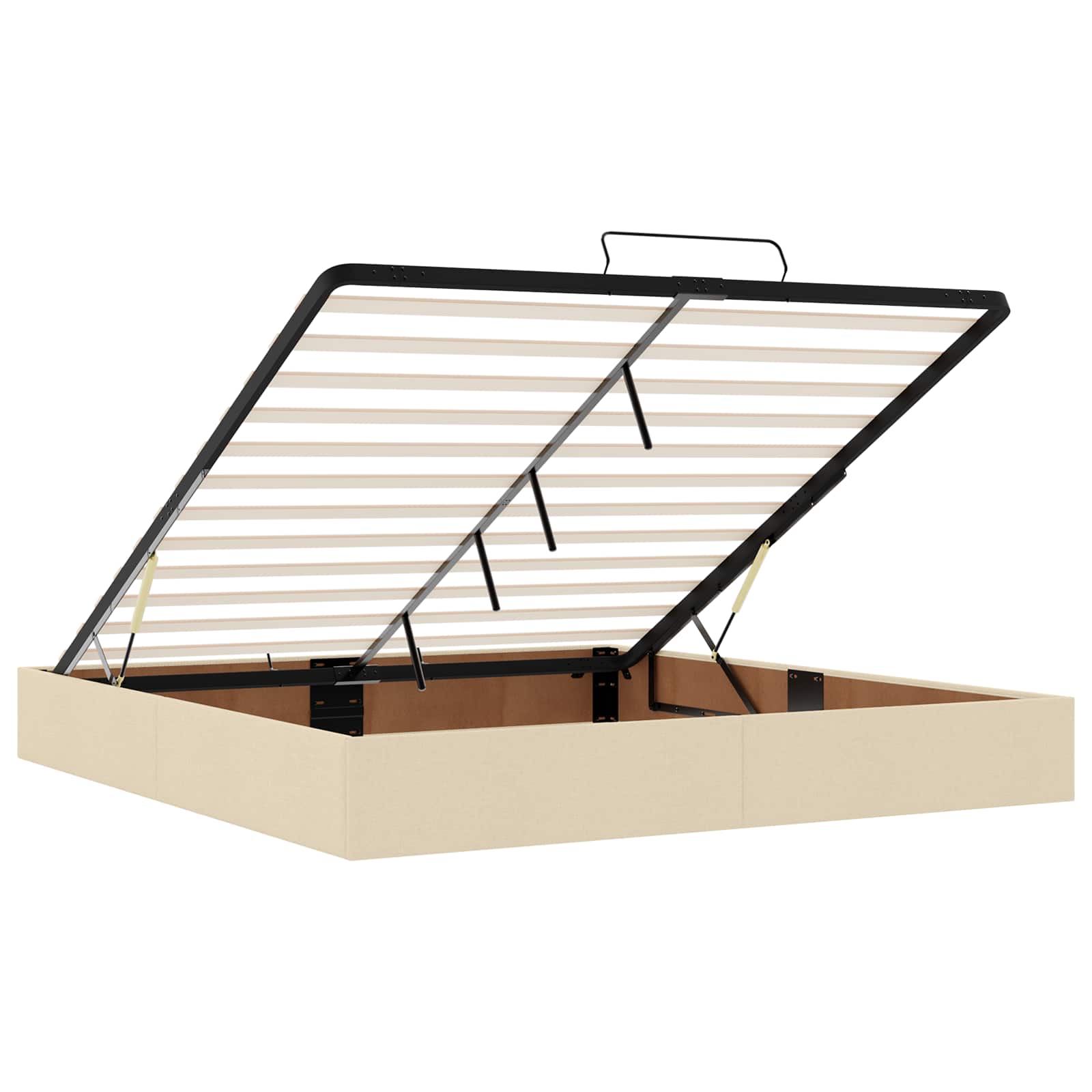 Ottoman Bed met Matrassen en LED Crèmekleurig 200 x 200 cm Stof is nu te koop bij PeponiXL, paradijselijk wonen!