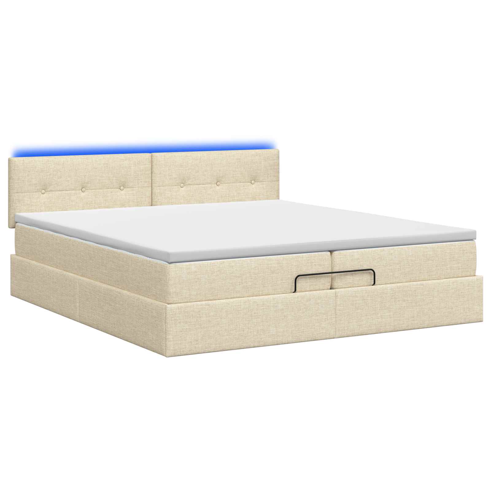 Ottoman Bed met Matrassen en LED Crèmekleurig 200 x 200 cm Stof is nu te koop bij PeponiXL, paradijselijk wonen!