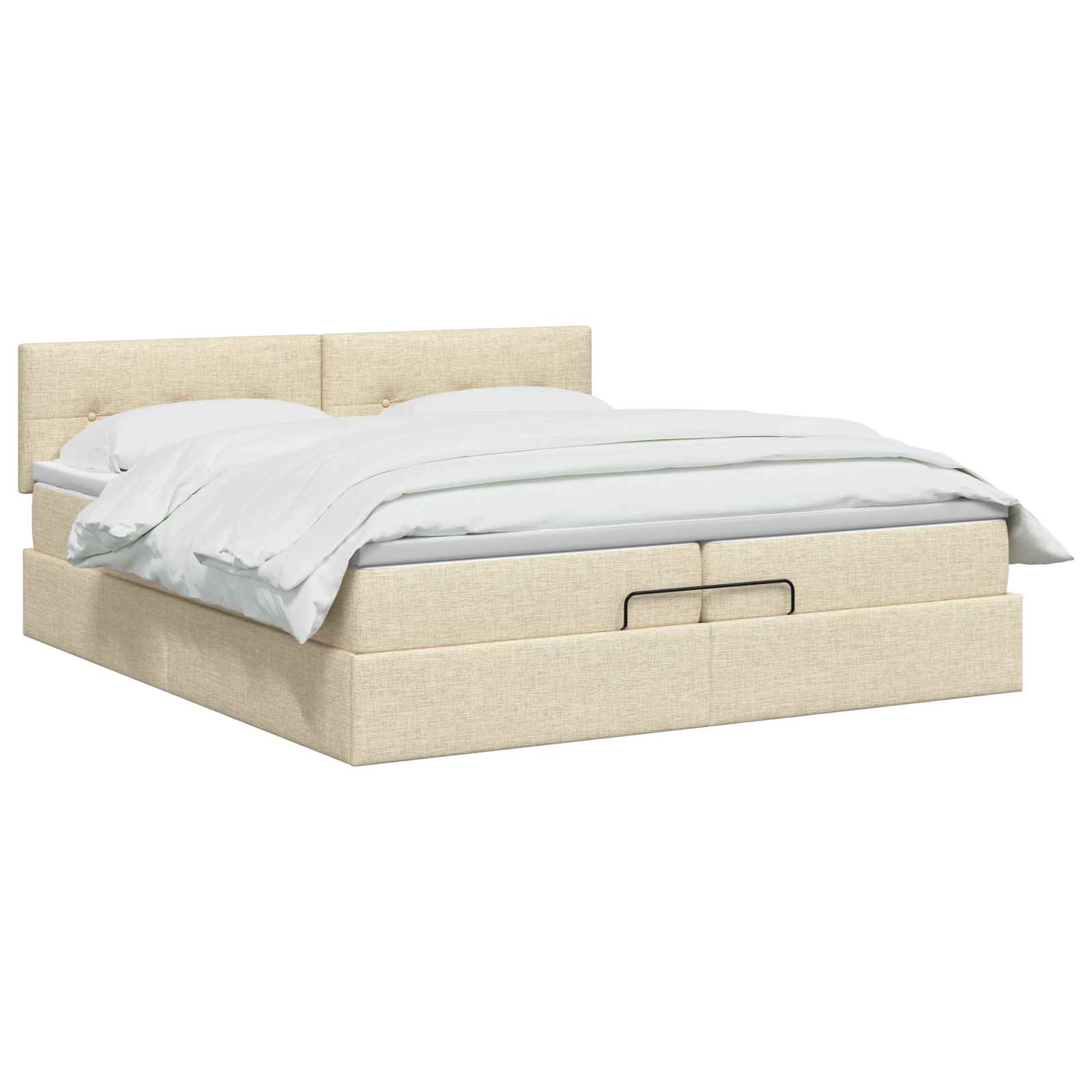 Ottoman Bed met Matrassen en LED Crèmekleurig 200 x 200 cm Stof is nu te koop bij PeponiXL, paradijselijk wonen!