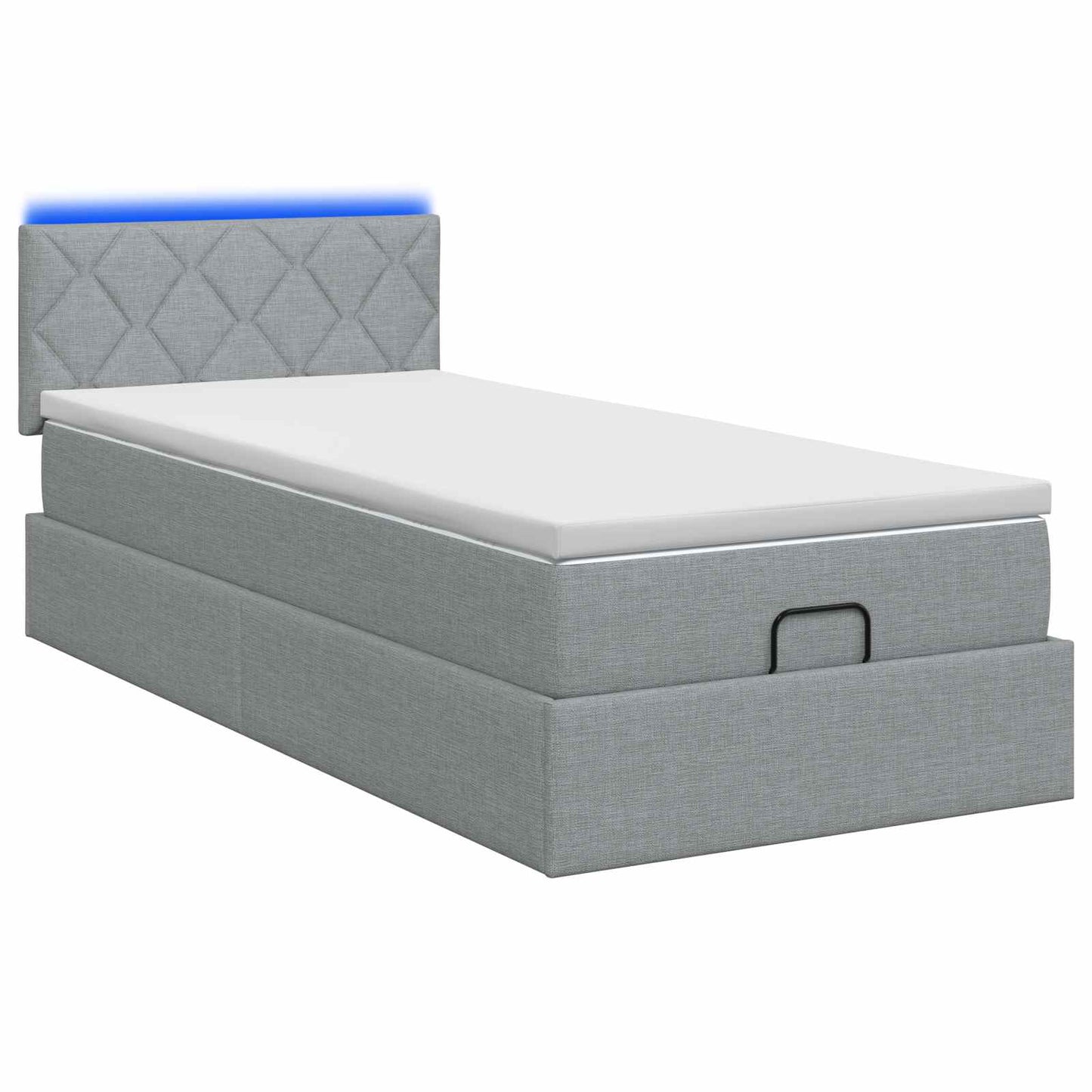Ottoman Bed met Matrassen en LED Lichtgrijs 80 x 200 cm Stof is nu te koop bij PeponiXL, paradijselijk wonen!