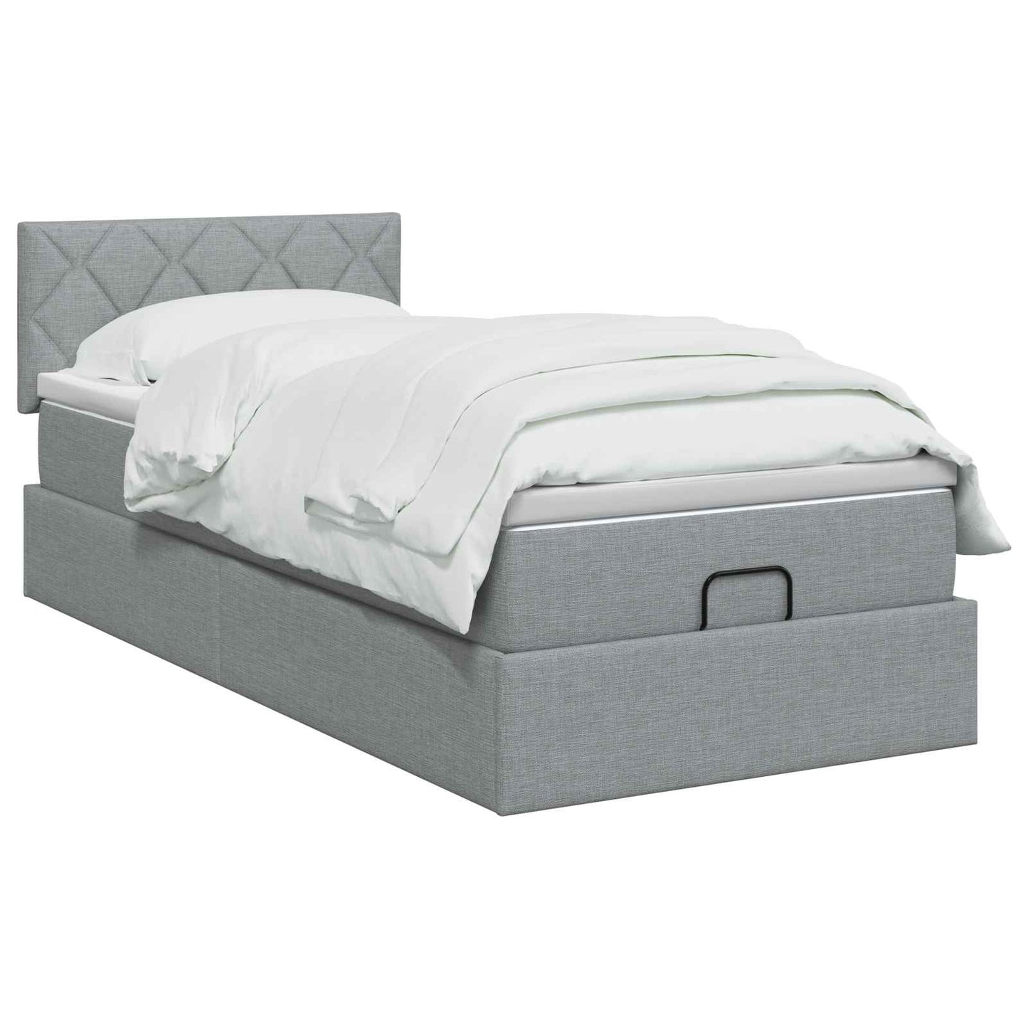 Ottoman Bed met Matrassen en LED Lichtgrijs 80 x 200 cm Stof is nu te koop bij PeponiXL, paradijselijk wonen!