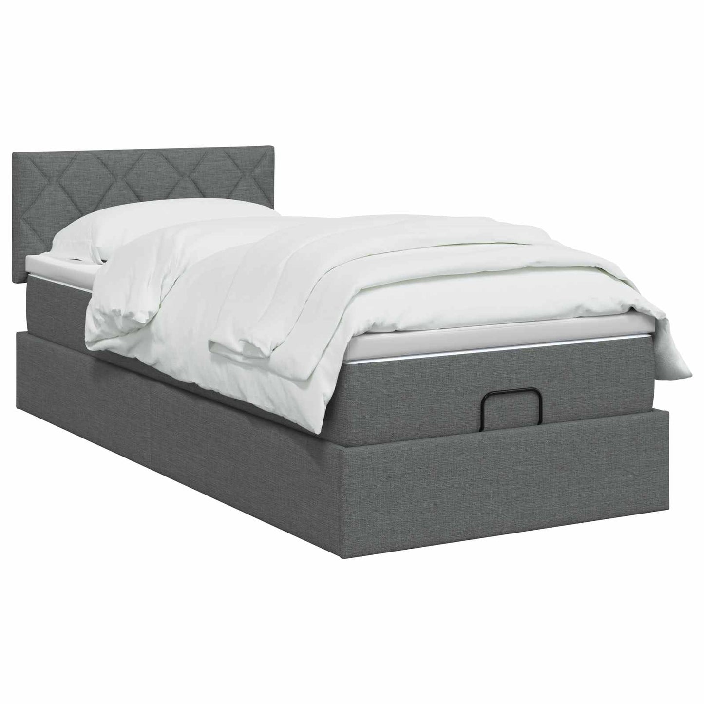 Ottoman Bed met Matrassen en LED Donkergrijs 80 x 200 cm Stof is nu te koop bij PeponiXL, paradijselijk wonen!
