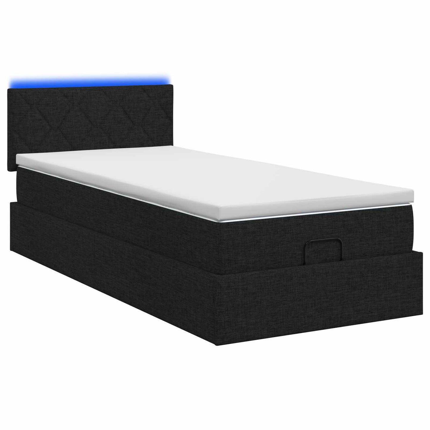 Ottoman Bed met Matrassen en LED Zwart 80 x 200 cm Stof is nu te koop bij PeponiXL, paradijselijk wonen!