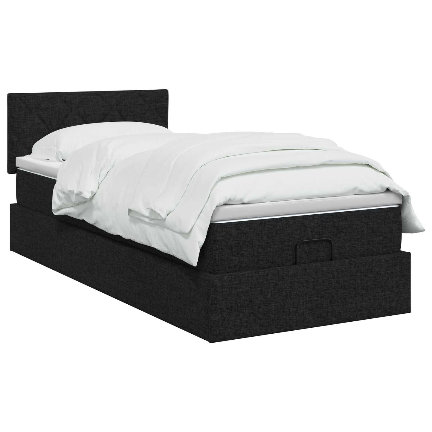 Ottoman Bed met Matrassen en LED Zwart 80 x 200 cm Stof is nu te koop bij PeponiXL, paradijselijk wonen!