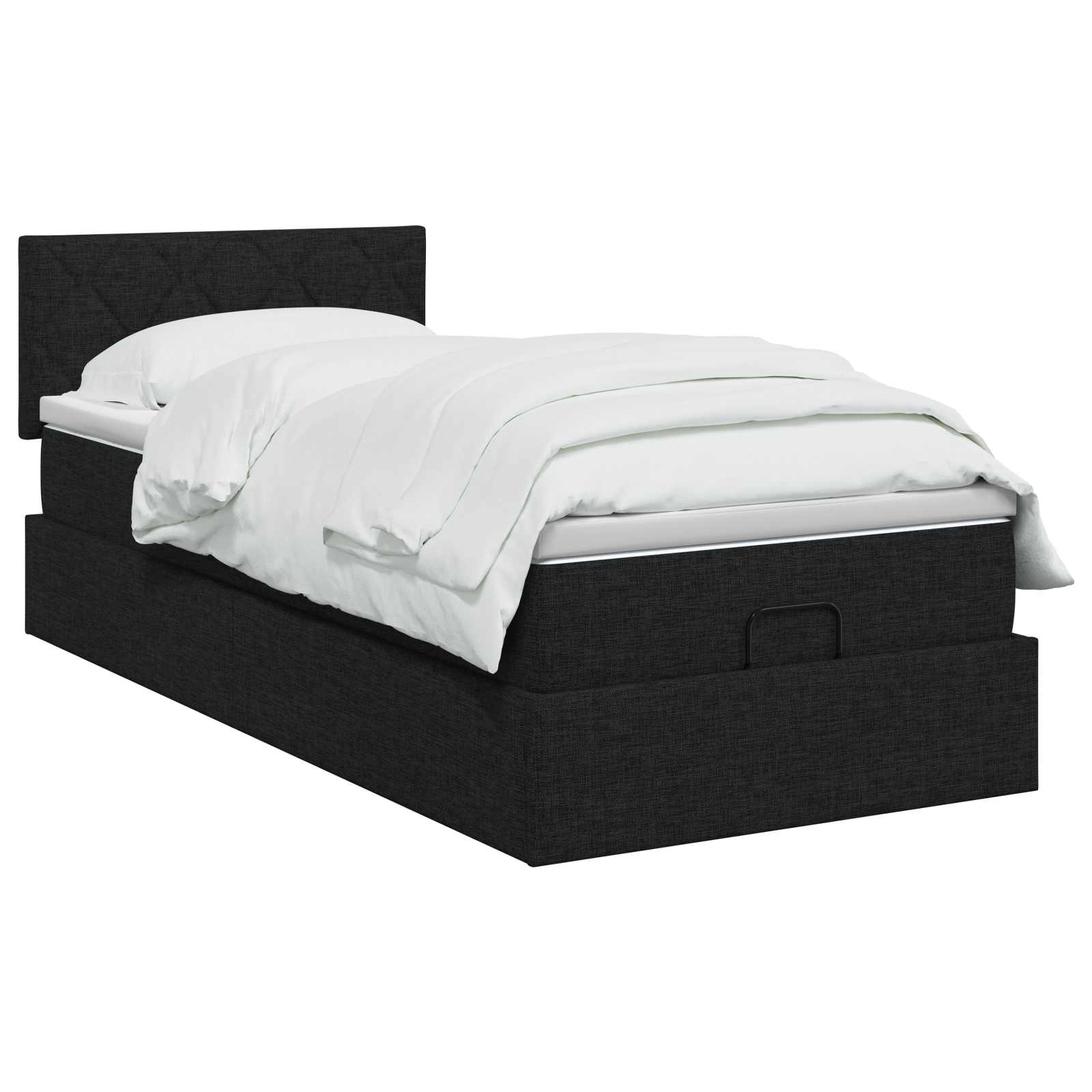 Ottoman Bed met Matrassen en LED Zwart 80 x 200 cm Stof is nu te koop bij PeponiXL, paradijselijk wonen!