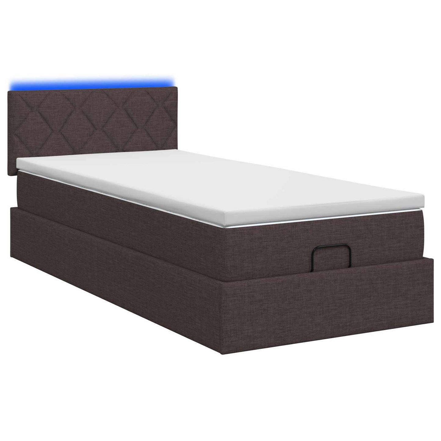 Ottoman Bed met Matrassen en LED Donkerbruin 80 x 200 cm Stof is nu te koop bij PeponiXL, paradijselijk wonen!