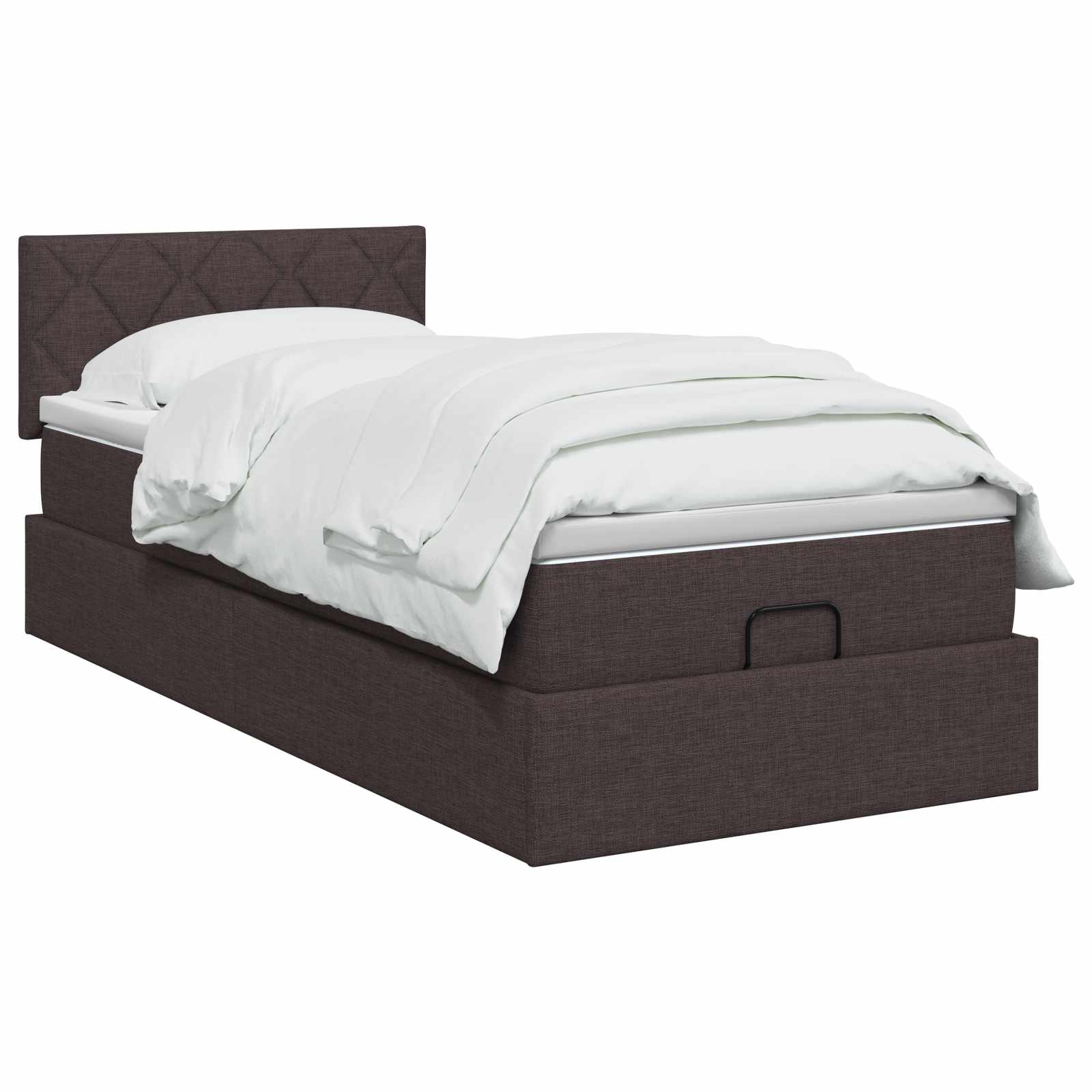 Ottoman Bed met Matrassen en LED Donkerbruin 80 x 200 cm Stof is nu te koop bij PeponiXL, paradijselijk wonen!