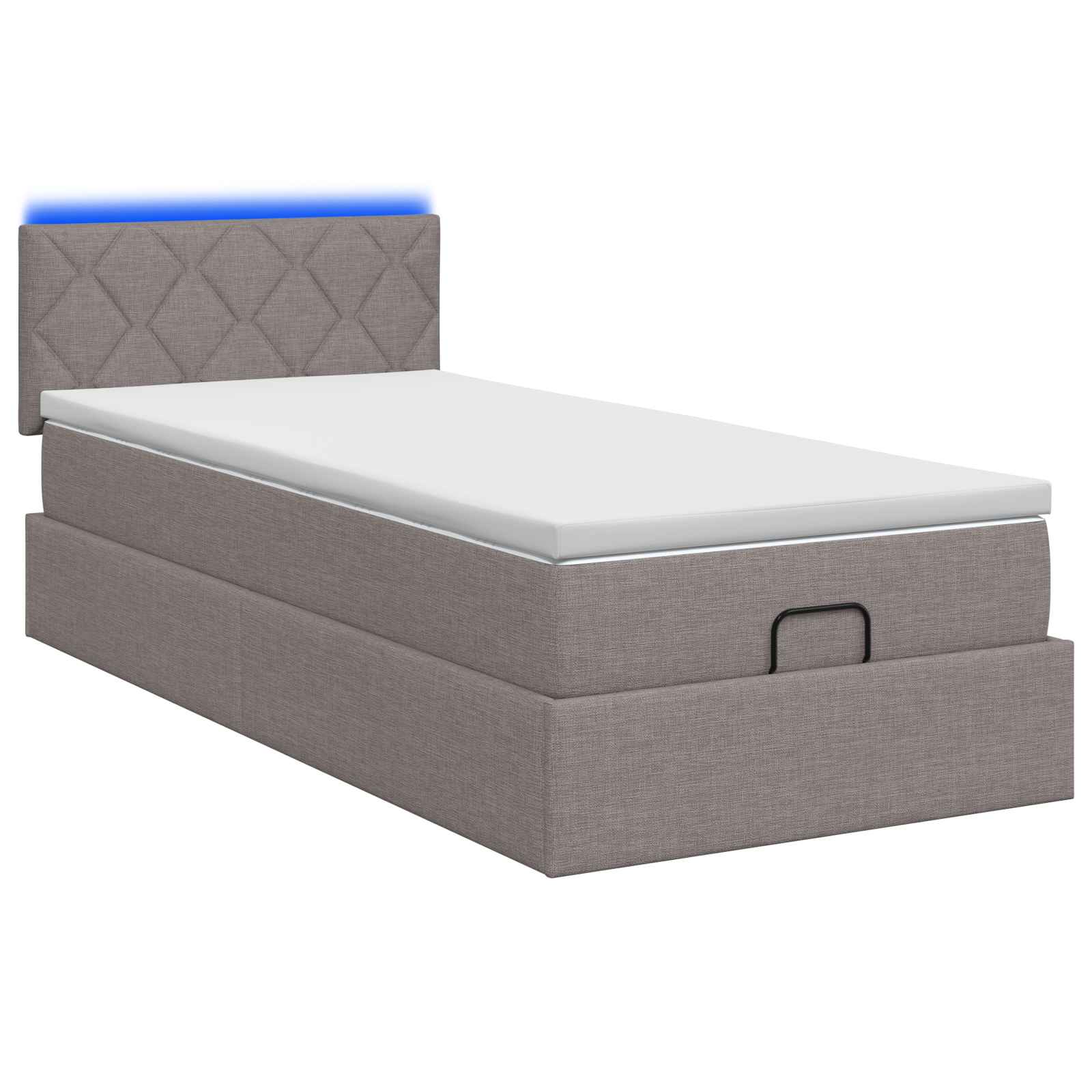 Ottoman Bed met Matrassen en LED Taupe 80 x 200 cm Stof is nu te koop bij PeponiXL, paradijselijk wonen!