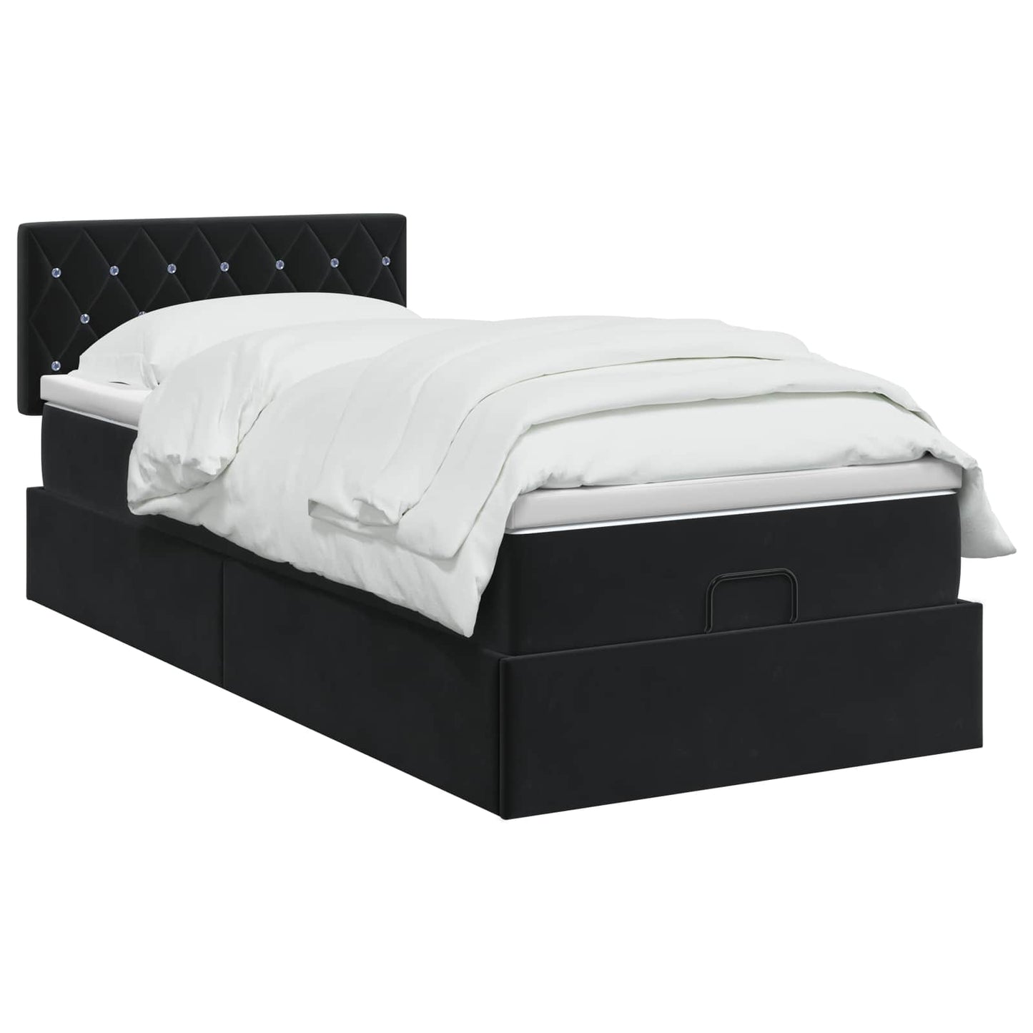 Ottoman Bed met Matrassen en LED Zwart 80 x 200 cm fluweel is nu te koop bij PeponiXL, paradijselijk wonen!