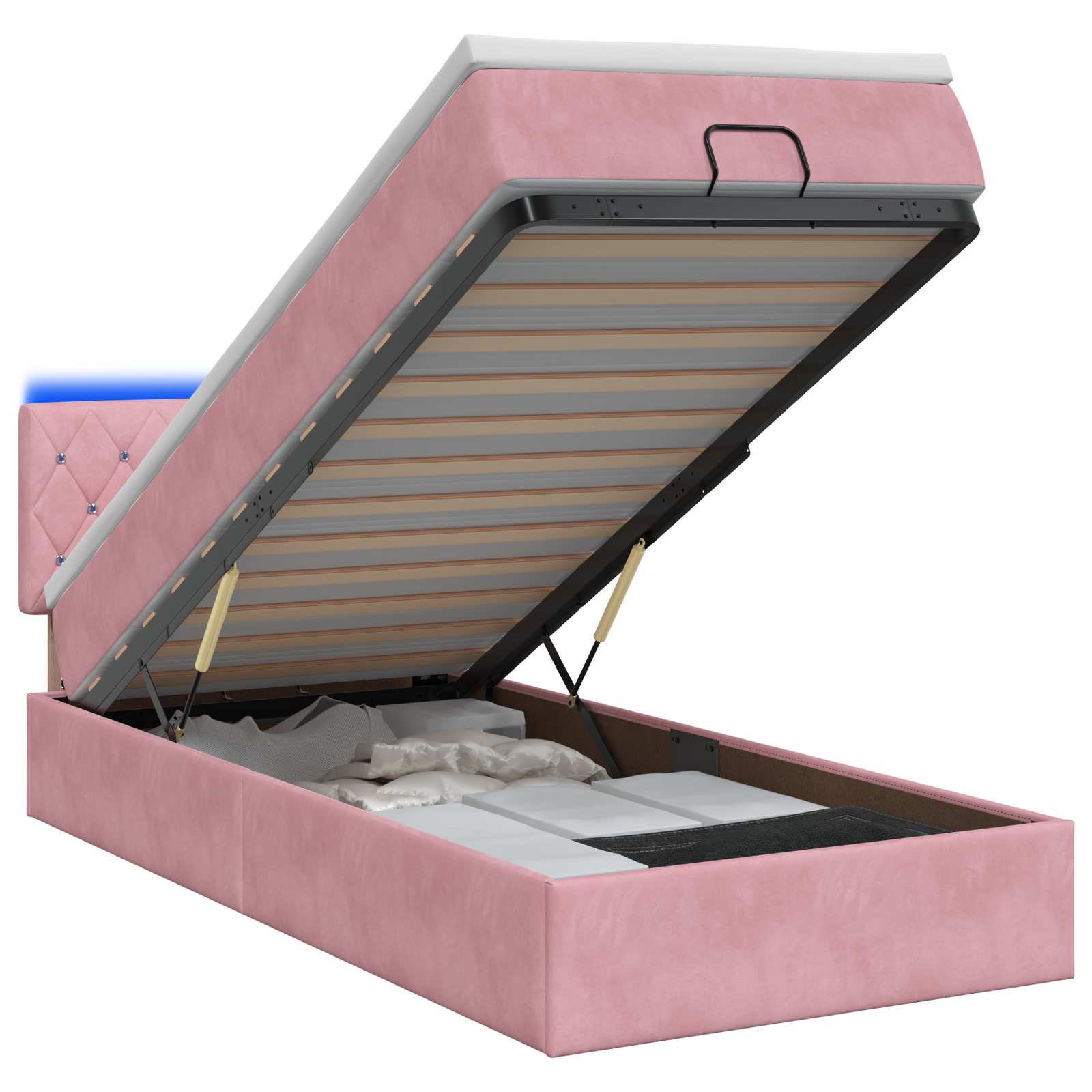 Ottoman Bed met Matrassen en LED Roze 80 x 200 cm fluweel is nu te koop bij PeponiXL, paradijselijk wonen!