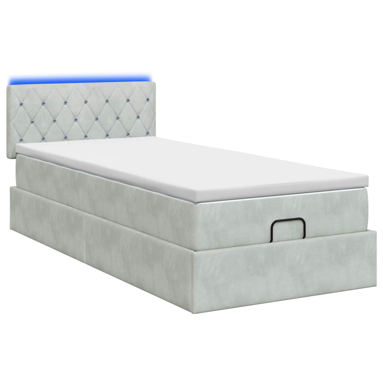 Ottoman Bed met Matrassen en LED Lichtgrijs 90 x 190 cm fluweel is nu te koop bij PeponiXL, paradijselijk wonen!