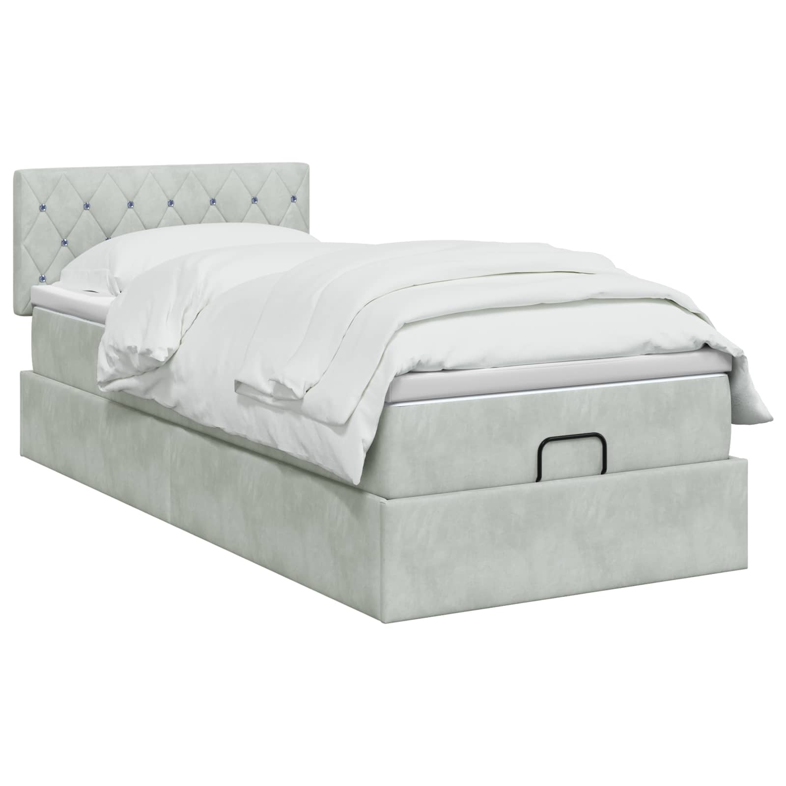 Ottoman Bed met Matrassen en LED Lichtgrijs 90 x 190 cm fluweel is nu te koop bij PeponiXL, paradijselijk wonen!