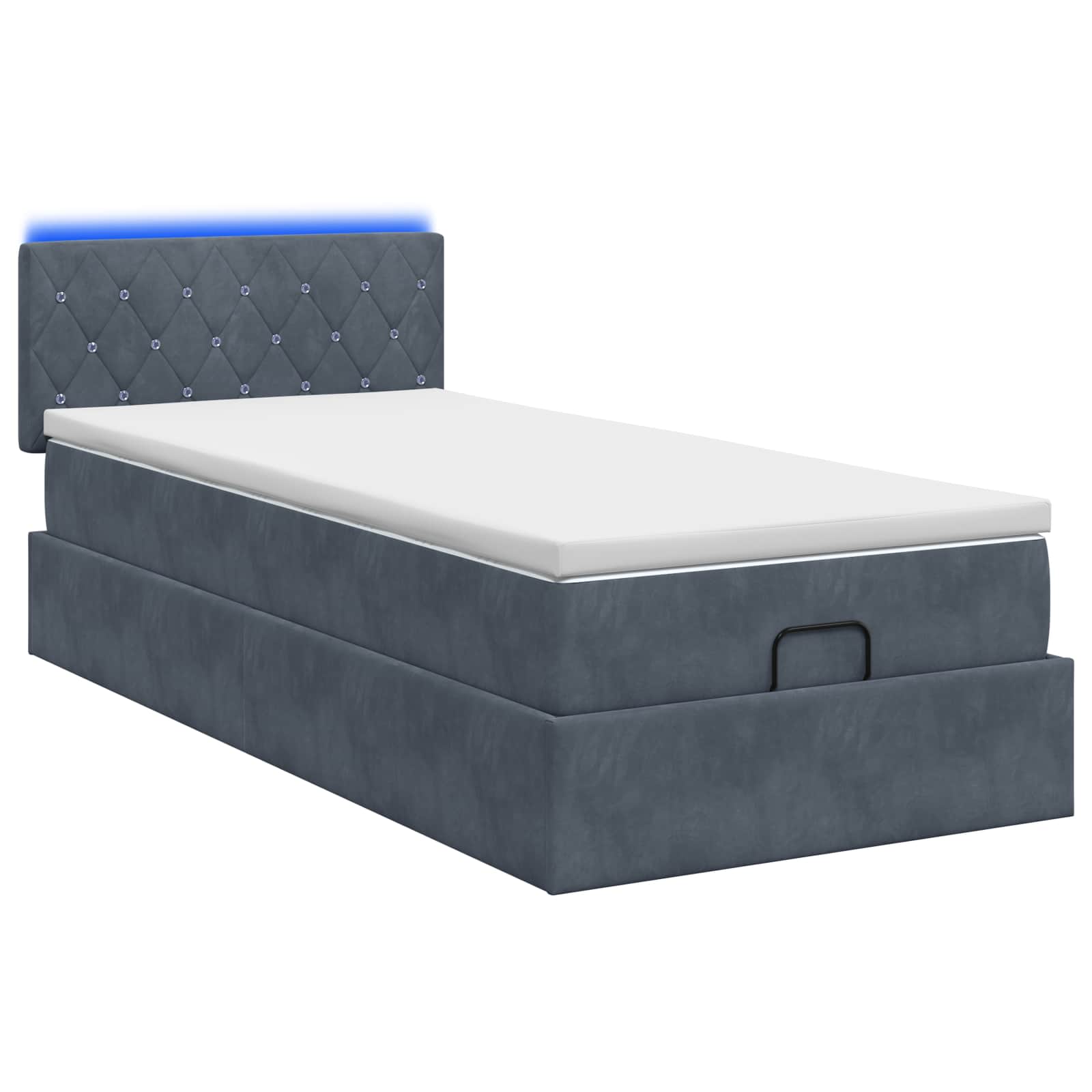 Ottoman Bed met Matrassen en LED Donkergrijs 90 x 190 cm is nu te koop bij PeponiXL, paradijselijk wonen!