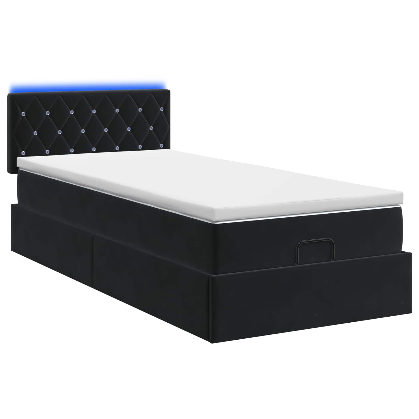 Ottoman Bed met Matrassen en LED Zwart 90 x 190 cm fluweel is nu te koop bij PeponiXL, paradijselijk wonen!