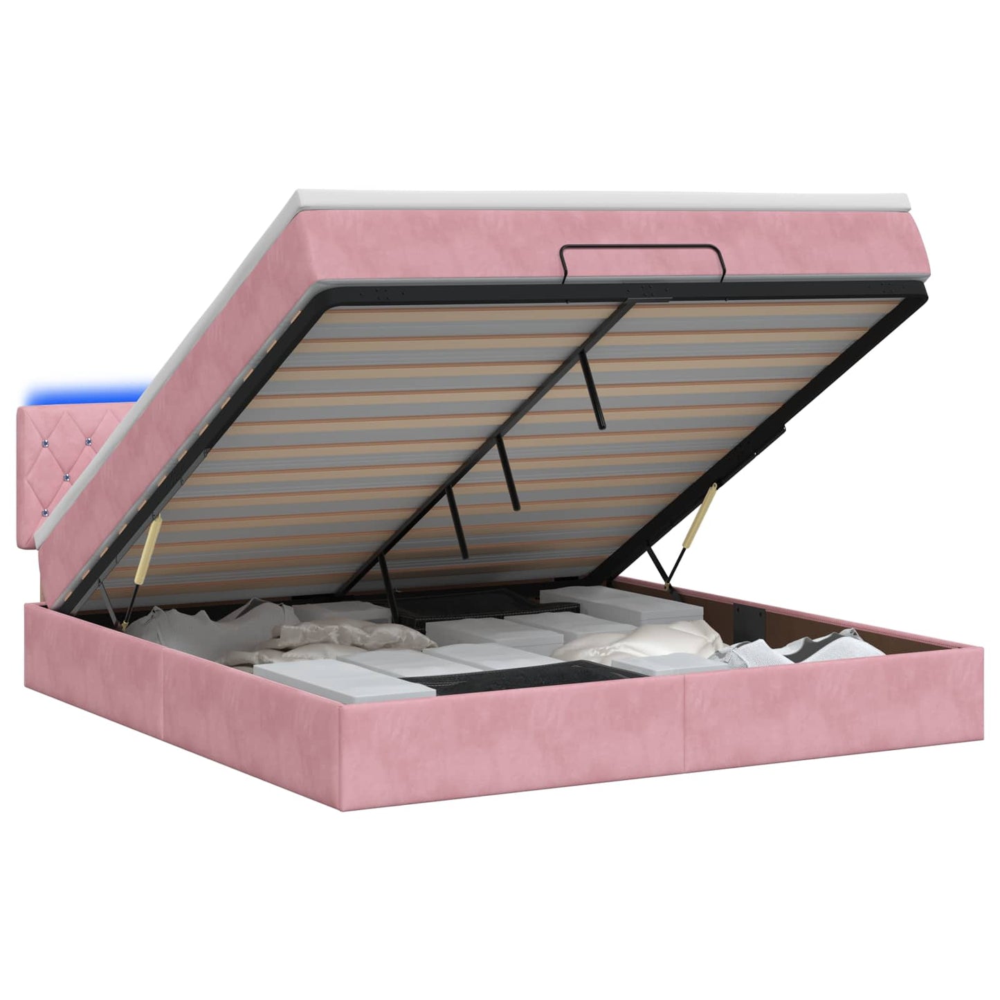 Ottoman Bed met Matrassen en LED Roze 180 x 200 cm fluweel is nu te koop bij PeponiXL, paradijselijk wonen!