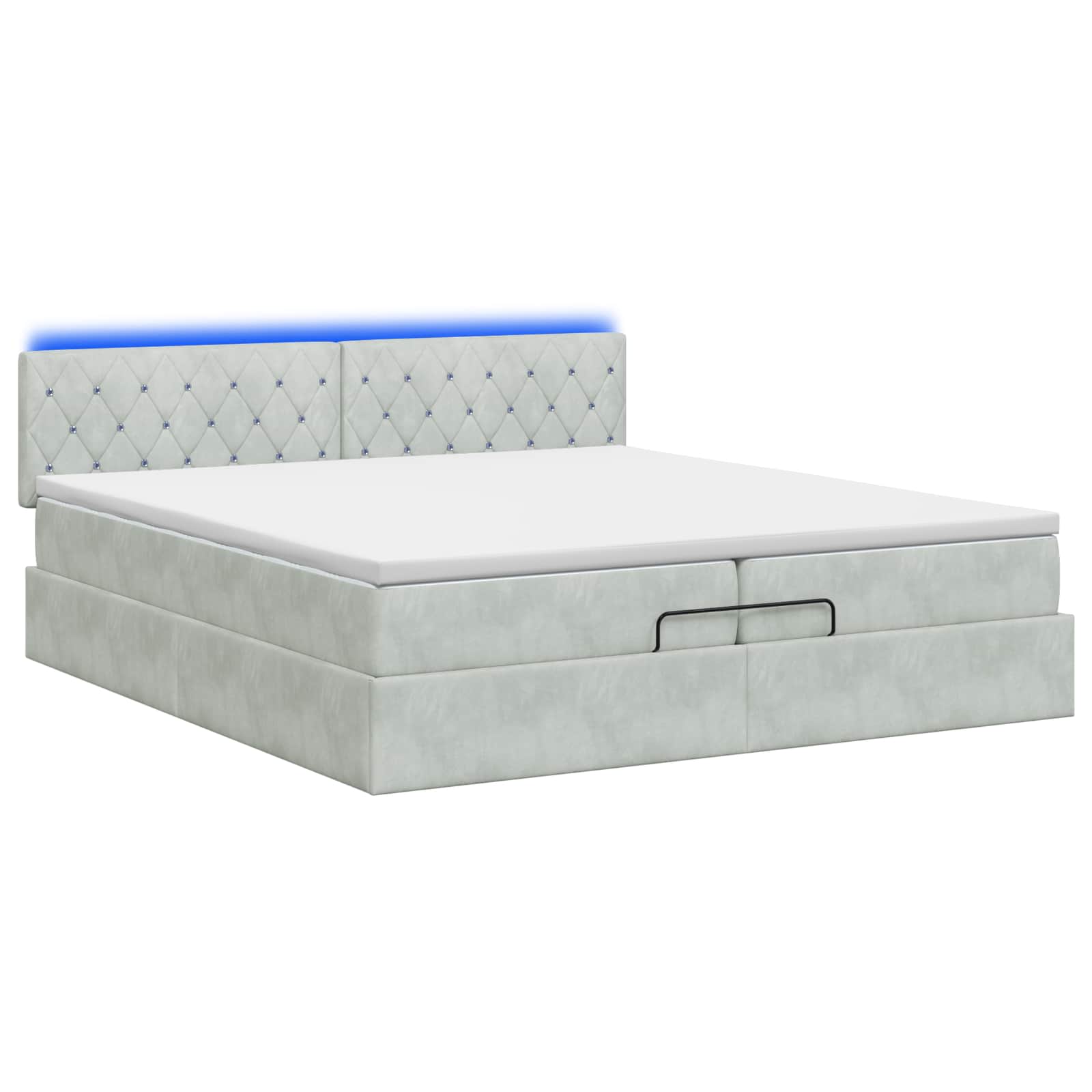 Ottoman Bed met Matrassen en LED Lichtgrijs 200 x 200 cm is nu te koop bij PeponiXL, paradijselijk wonen!