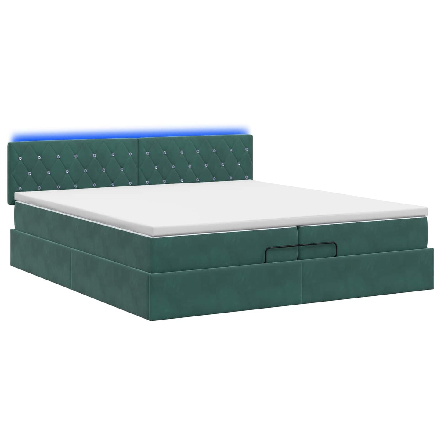 Ottoman Bed met Matrassen en LED Donkergroen 200 x 200 cm is nu te koop bij PeponiXL, paradijselijk wonen!
