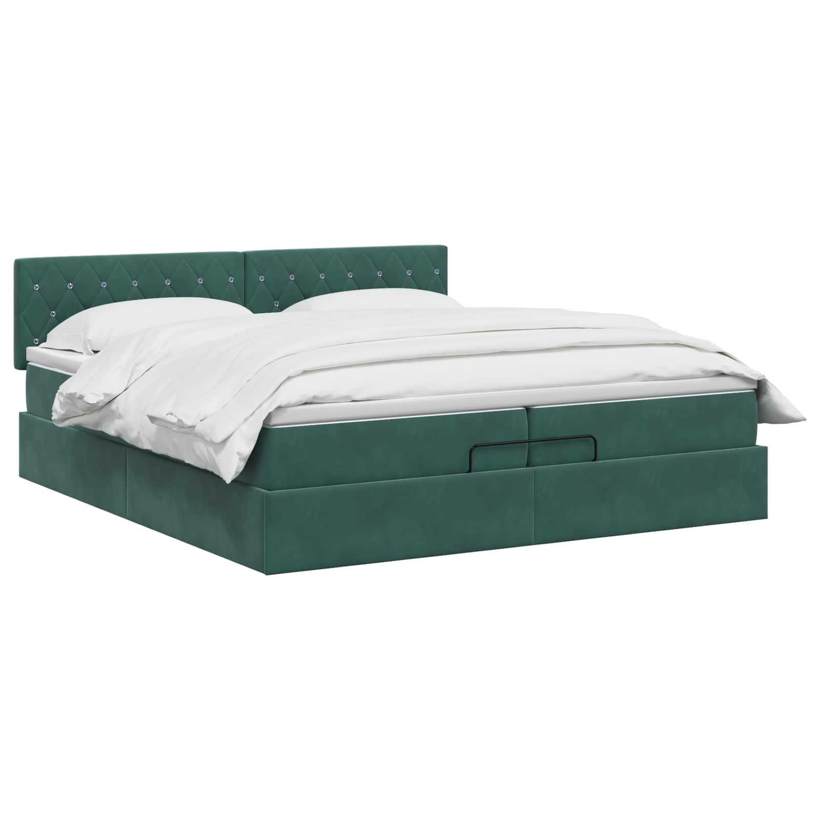 Ottoman Bed met Matrassen en LED Donkergroen 200 x 200 cm is nu te koop bij PeponiXL, paradijselijk wonen!