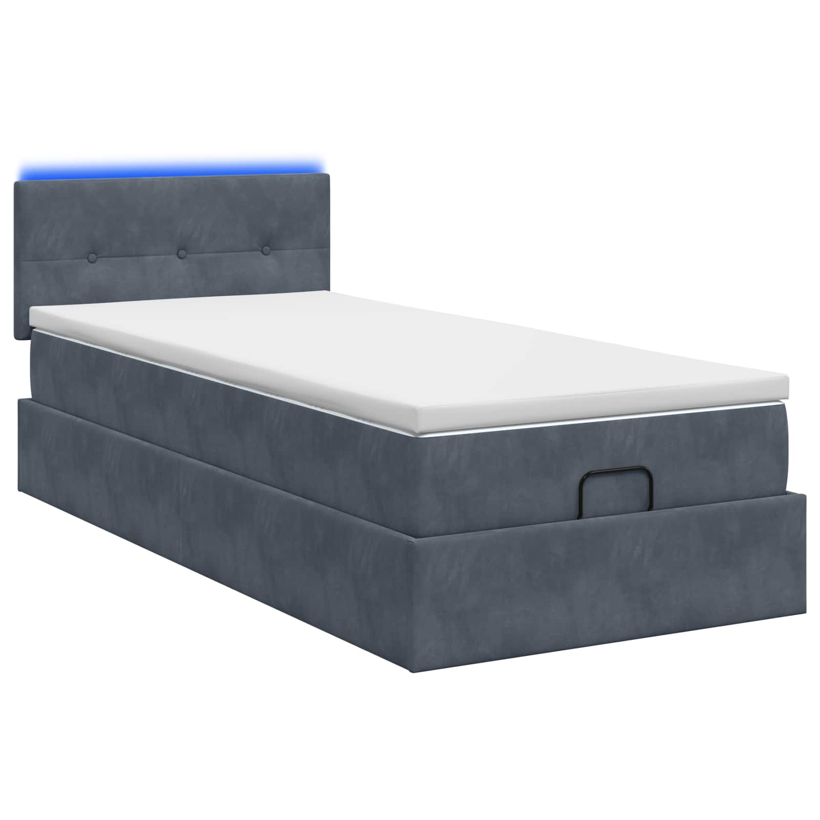 Ottoman Bed met Matrassen en LED Donkergrijs 80 x 200 cm is nu te koop bij PeponiXL, paradijselijk wonen!