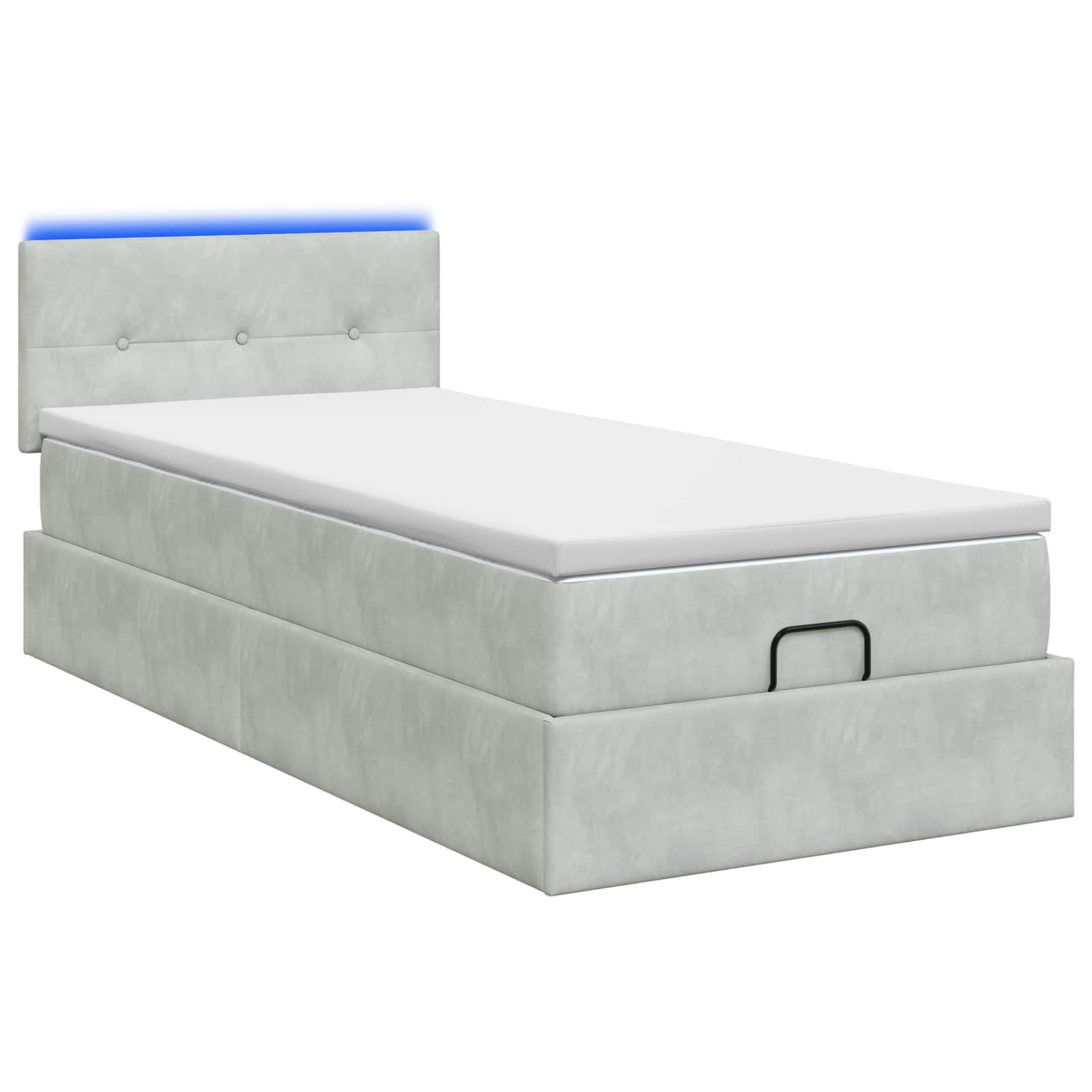 Ottoman Bed met Matrassen en LED Lichtgrijs 90 x 190 cm fluweel is nu te koop bij PeponiXL, paradijselijk wonen!