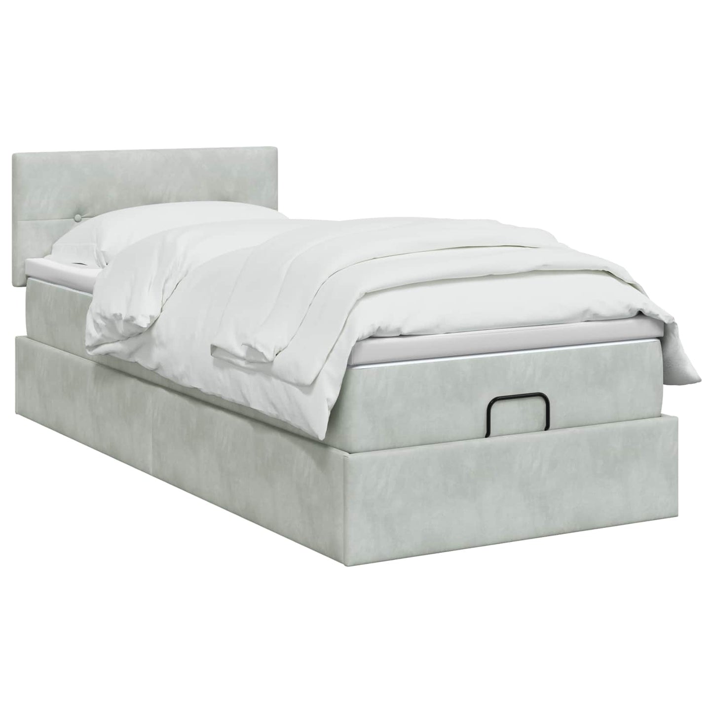 Ottoman Bed met Matrassen en LED Lichtgrijs 90 x 190 cm fluweel is nu te koop bij PeponiXL, paradijselijk wonen!