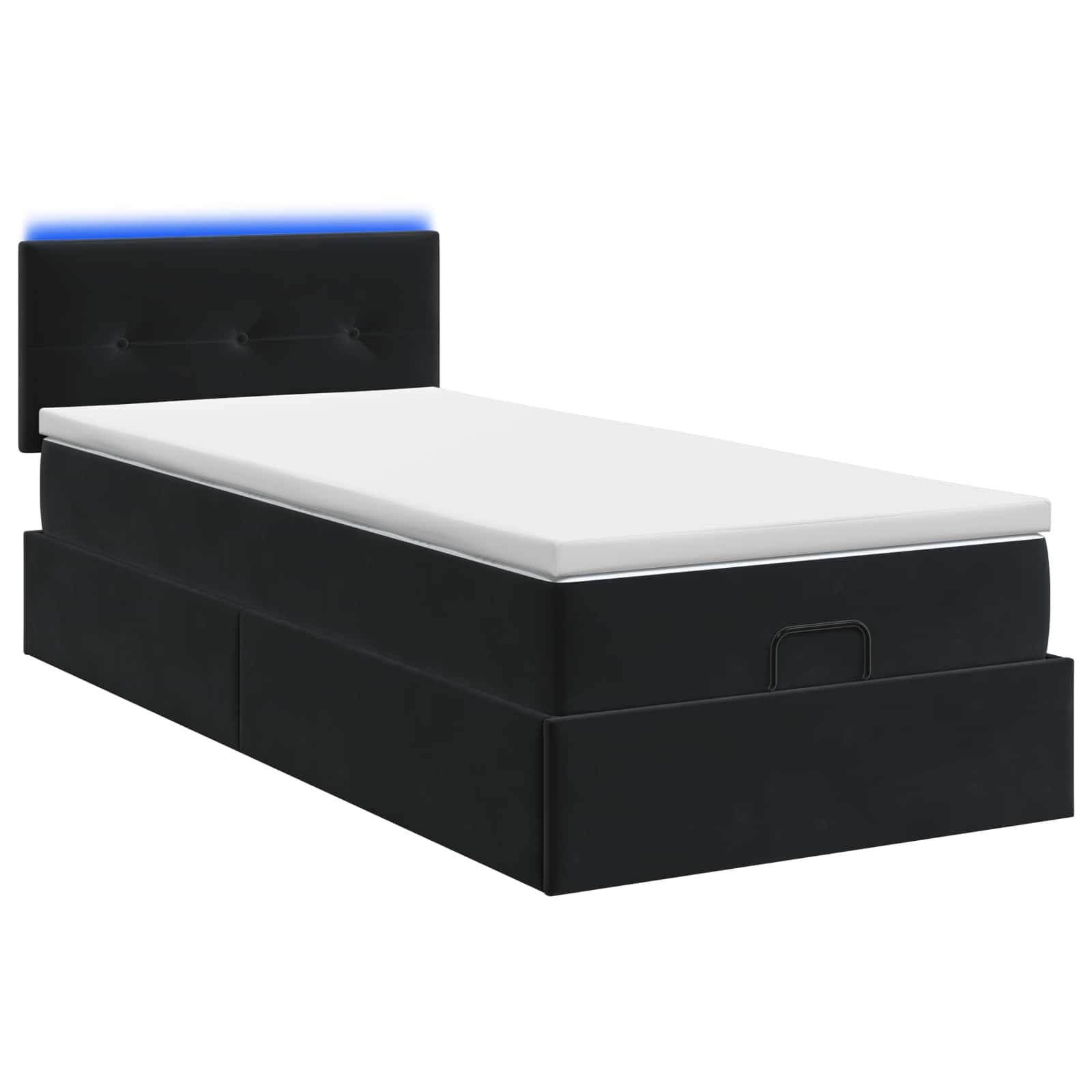 Ottoman Bed met Matrassen en LED Zwart 90 x 190 cm fluweel is nu te koop bij PeponiXL, paradijselijk wonen!