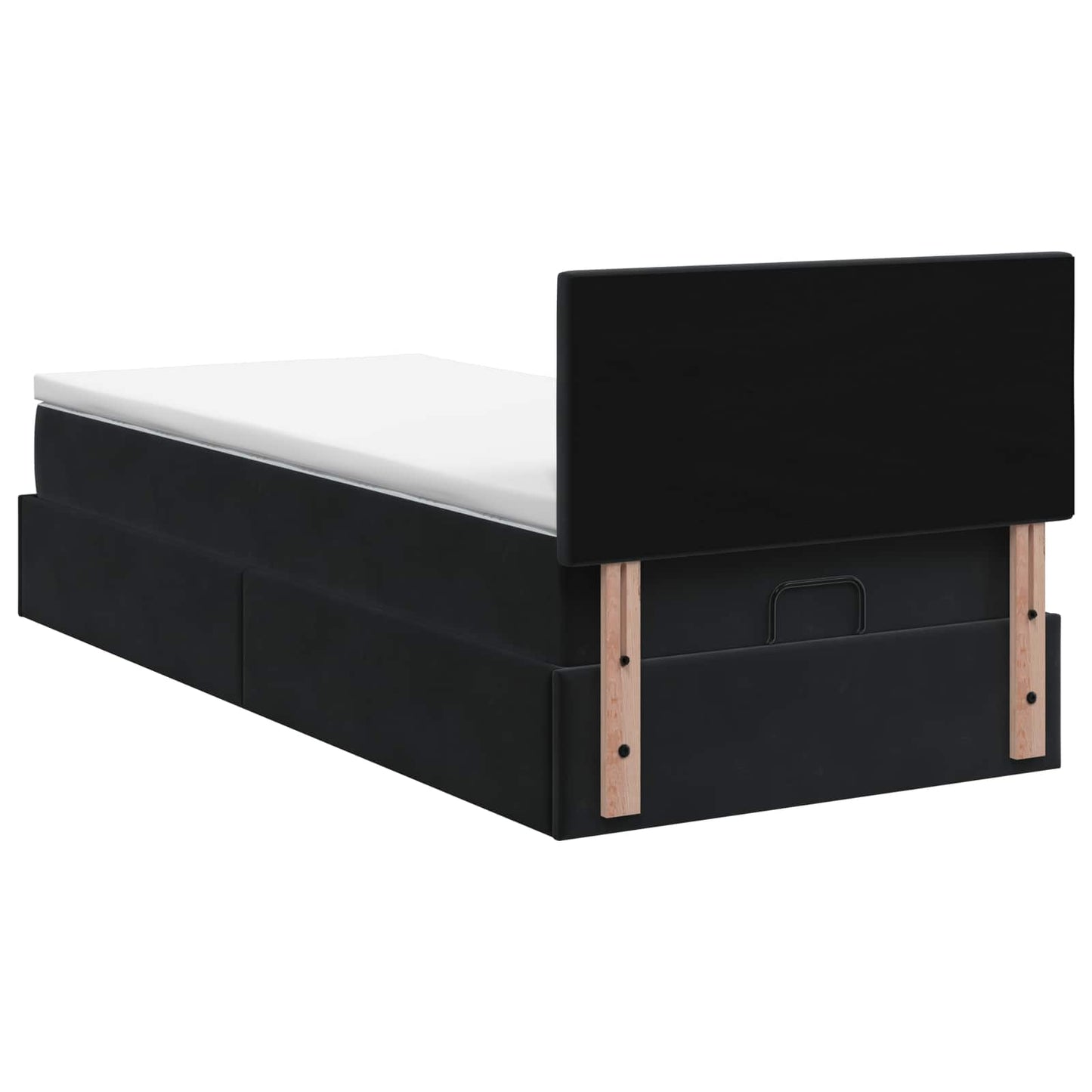 Ottoman Bed met Matrassen en LED Zwart 90 x 190 cm fluweel is nu te koop bij PeponiXL, paradijselijk wonen!