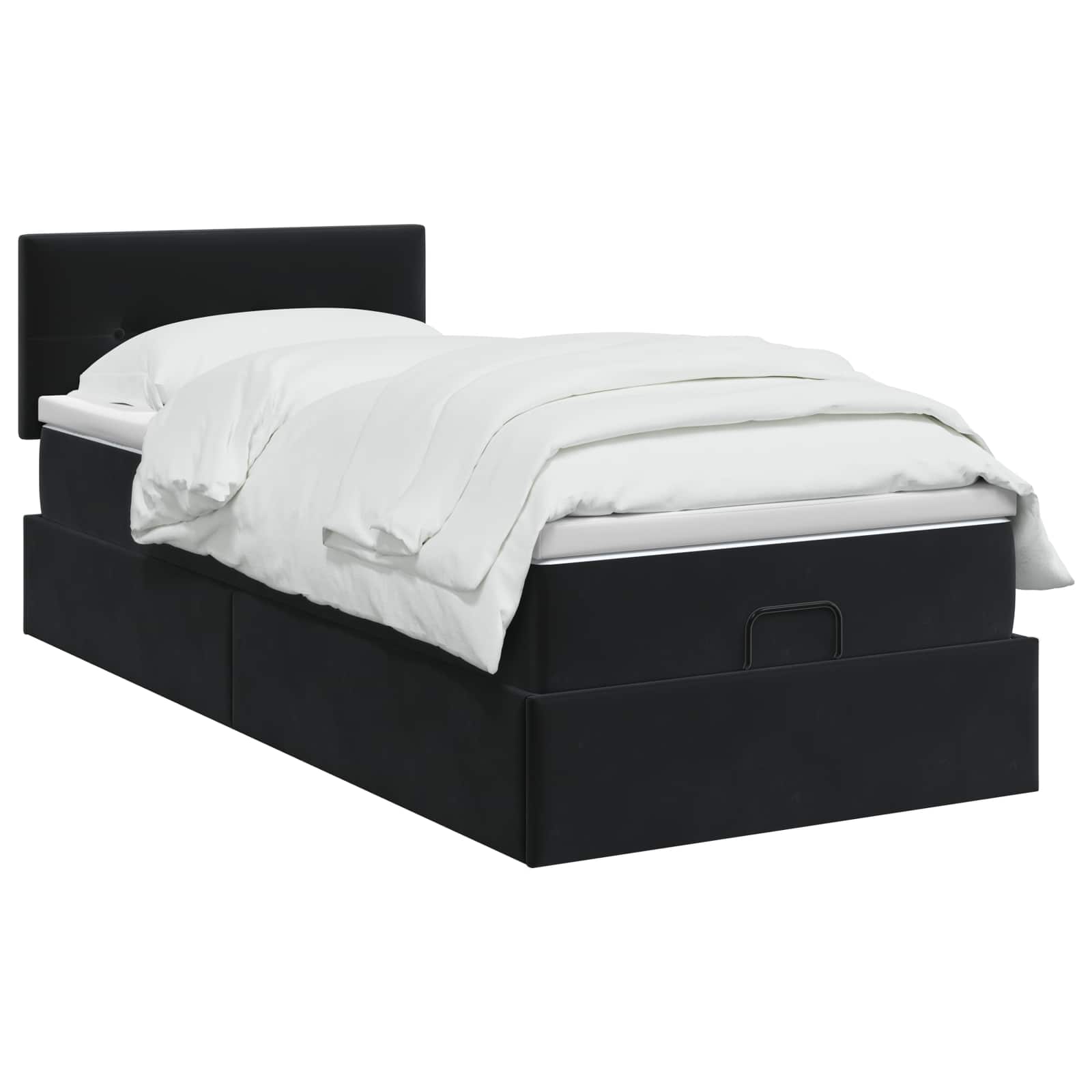 Ottoman Bed met Matrassen en LED Zwart 90 x 190 cm fluweel is nu te koop bij PeponiXL, paradijselijk wonen!