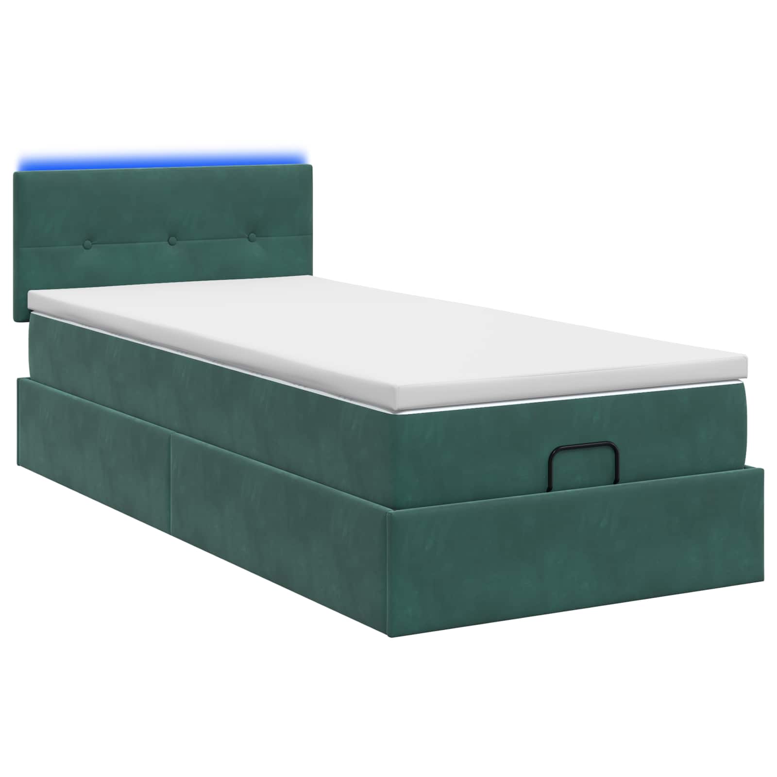 Ottoman Bed met Matrassen en LED Donkergroen 90 x 190 cm is nu te koop bij PeponiXL, paradijselijk wonen!
