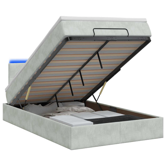 Ottoman Bed met Matrassen en LED Lichtgrijs 120 x 200 cm is nu te koop bij PeponiXL, paradijselijk wonen!