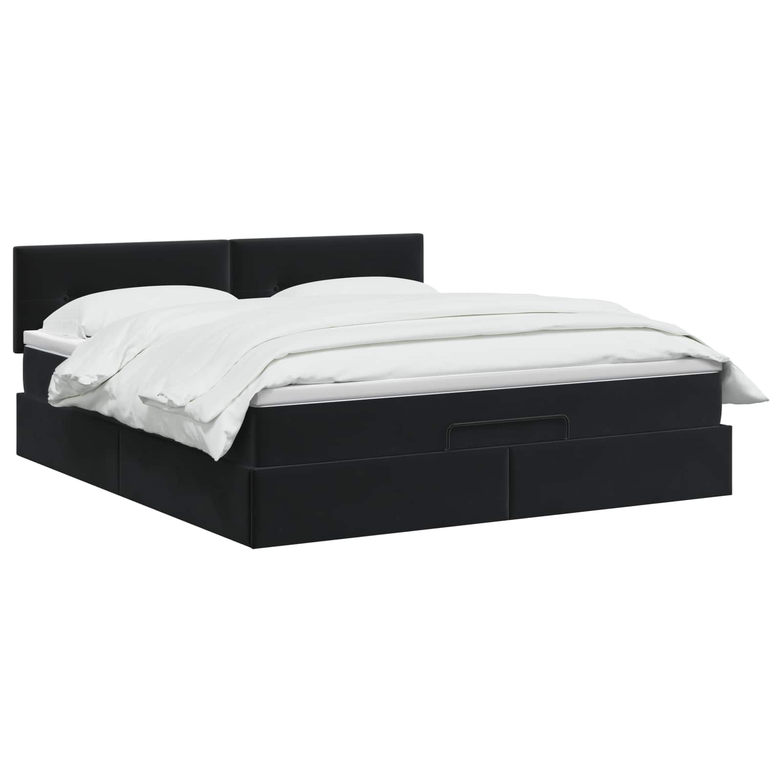 Ottoman Bed met Matrassen en LED Zwart 180 x 200 cm fluweel is nu te koop bij PeponiXL, paradijselijk wonen!