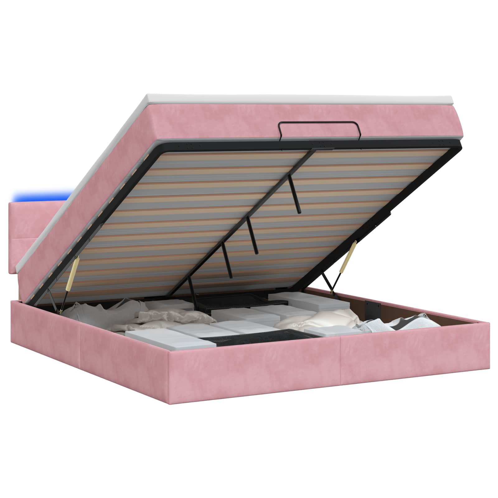Ottoman Bed met Matrassen en LED Roze 180 x 200 cm fluweel is nu te koop bij PeponiXL, paradijselijk wonen!