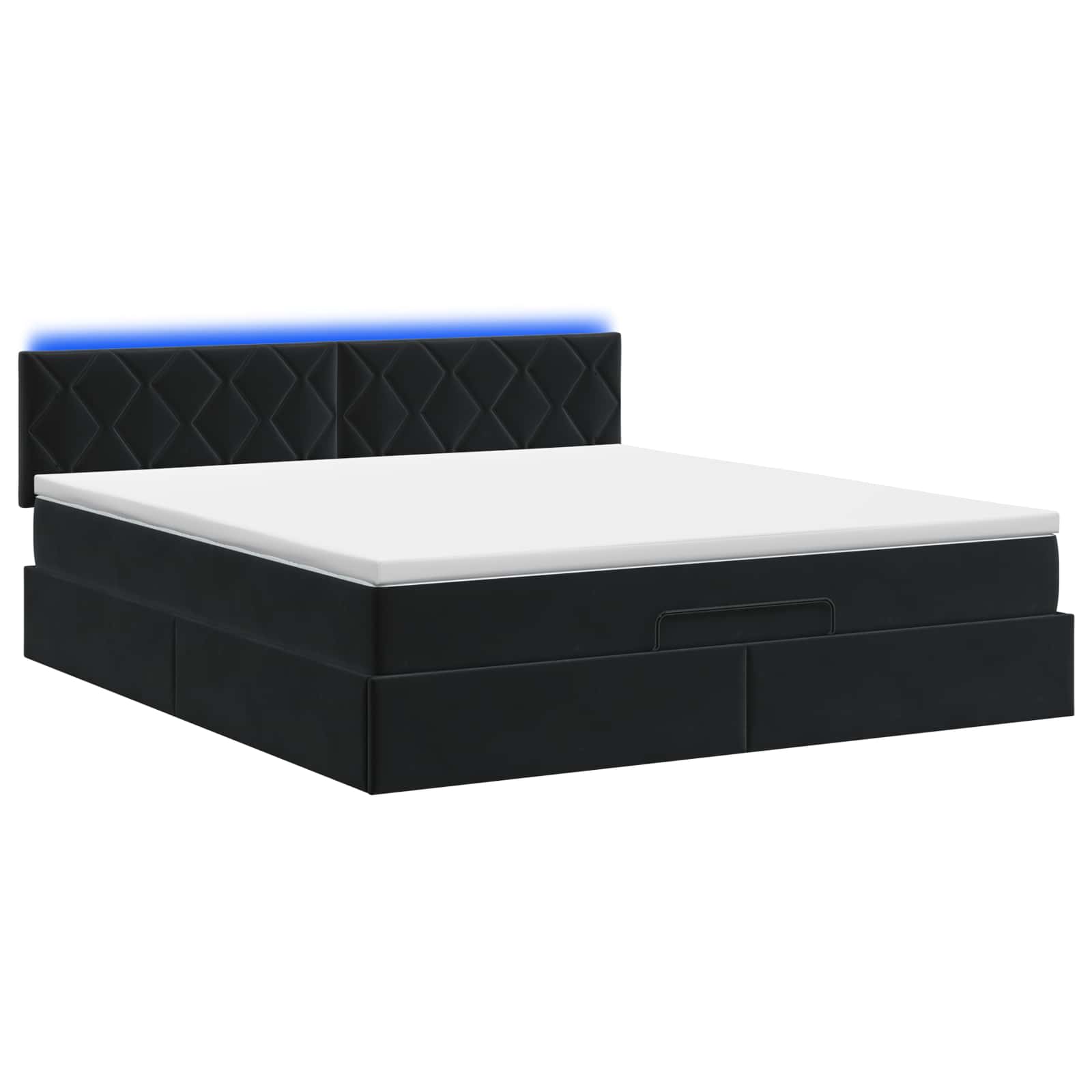 Ottoman Bed met Matrassen en LED Zwart 180 x 200 cm fluweel is nu te koop bij PeponiXL, paradijselijk wonen!