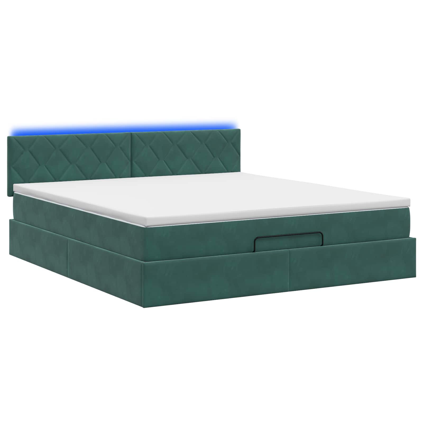 Ottoman Bed met Matrassen en LED Donkergroen 180 x 200 cm is nu te koop bij PeponiXL, paradijselijk wonen!