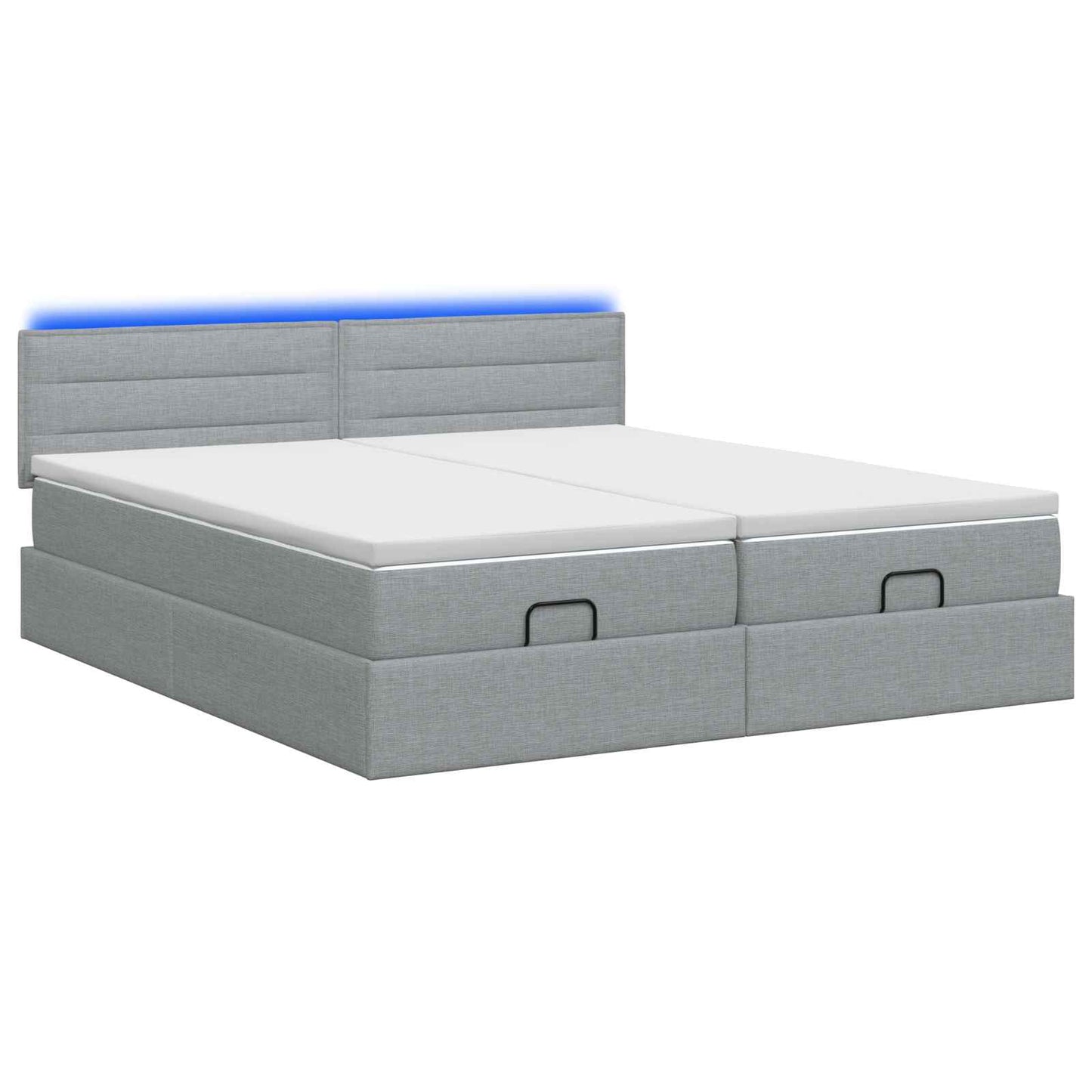 Ottoman Bed met Matrassen en LED Lichtgrijs 160 x 200 cm Stof is nu te koop bij PeponiXL, paradijselijk wonen!