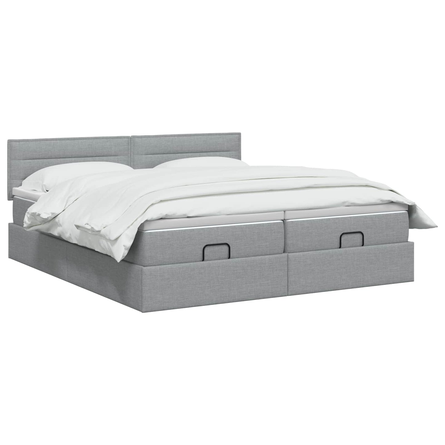 Ottoman Bed met Matrassen en LED Lichtgrijs 160 x 200 cm Stof is nu te koop bij PeponiXL, paradijselijk wonen!