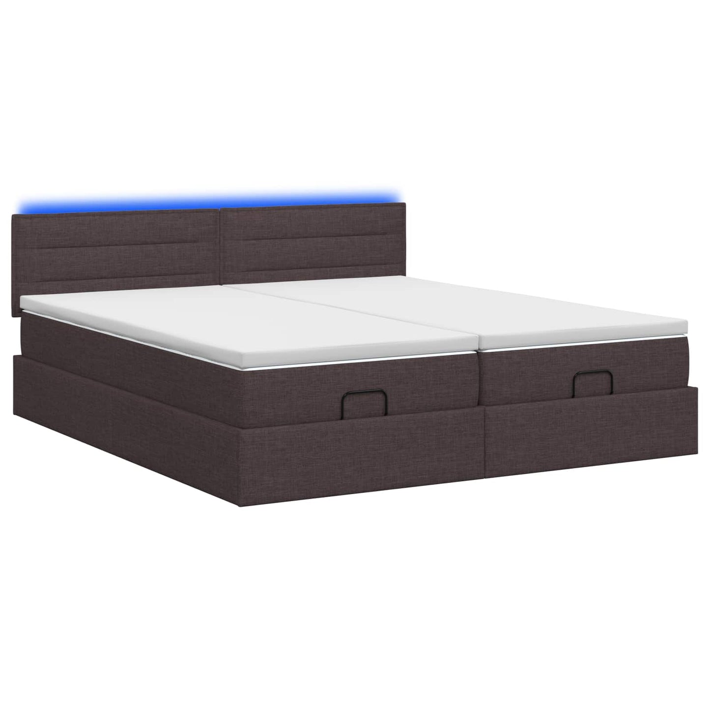 Ottoman Bed met Matrassen en LED Donkerbruin 200 x 200 cm Stof