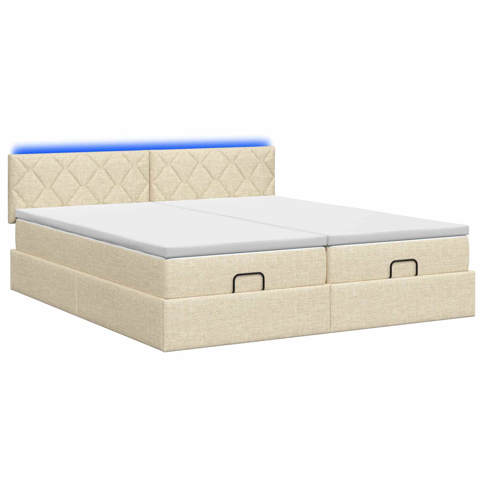 Ottoman Bed met Matrassen en LED Crèmekleurig 200 x 200 cm Stof is nu te koop bij PeponiXL, paradijselijk wonen!