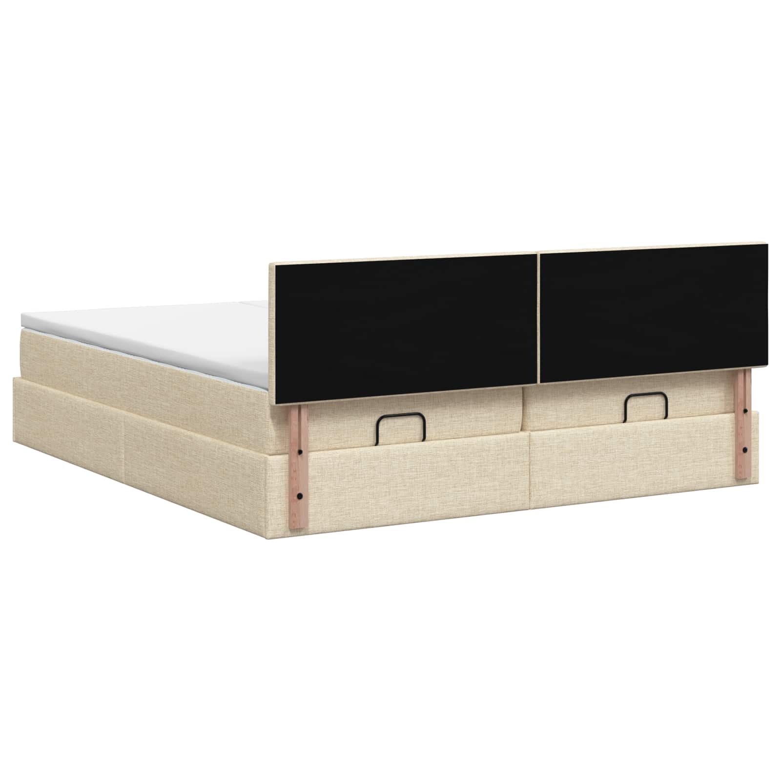 Ottoman Bed met Matrassen en LED Crèmekleurig 200 x 200 cm Stof is nu te koop bij PeponiXL, paradijselijk wonen!