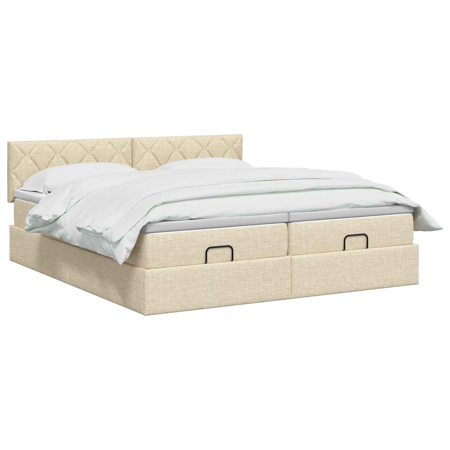 Ottoman Bed met Matrassen en LED Crèmekleurig 200 x 200 cm Stof is nu te koop bij PeponiXL, paradijselijk wonen!